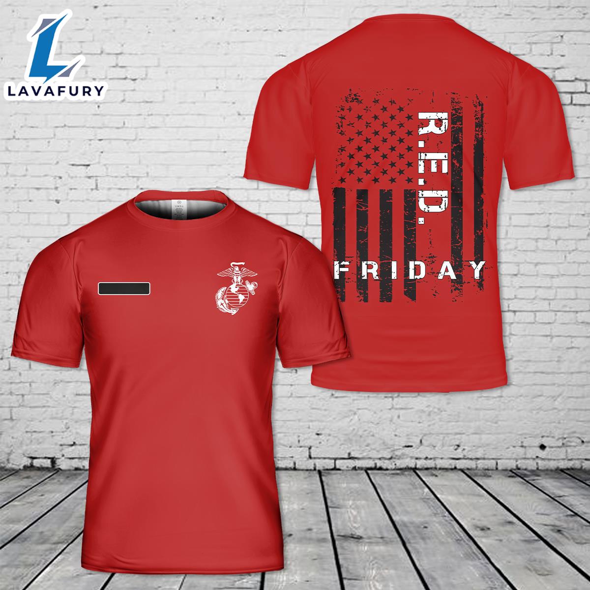 Custom Name US Marine Corps Red Friday T-Shirt 3D 4th Of July Shirt
