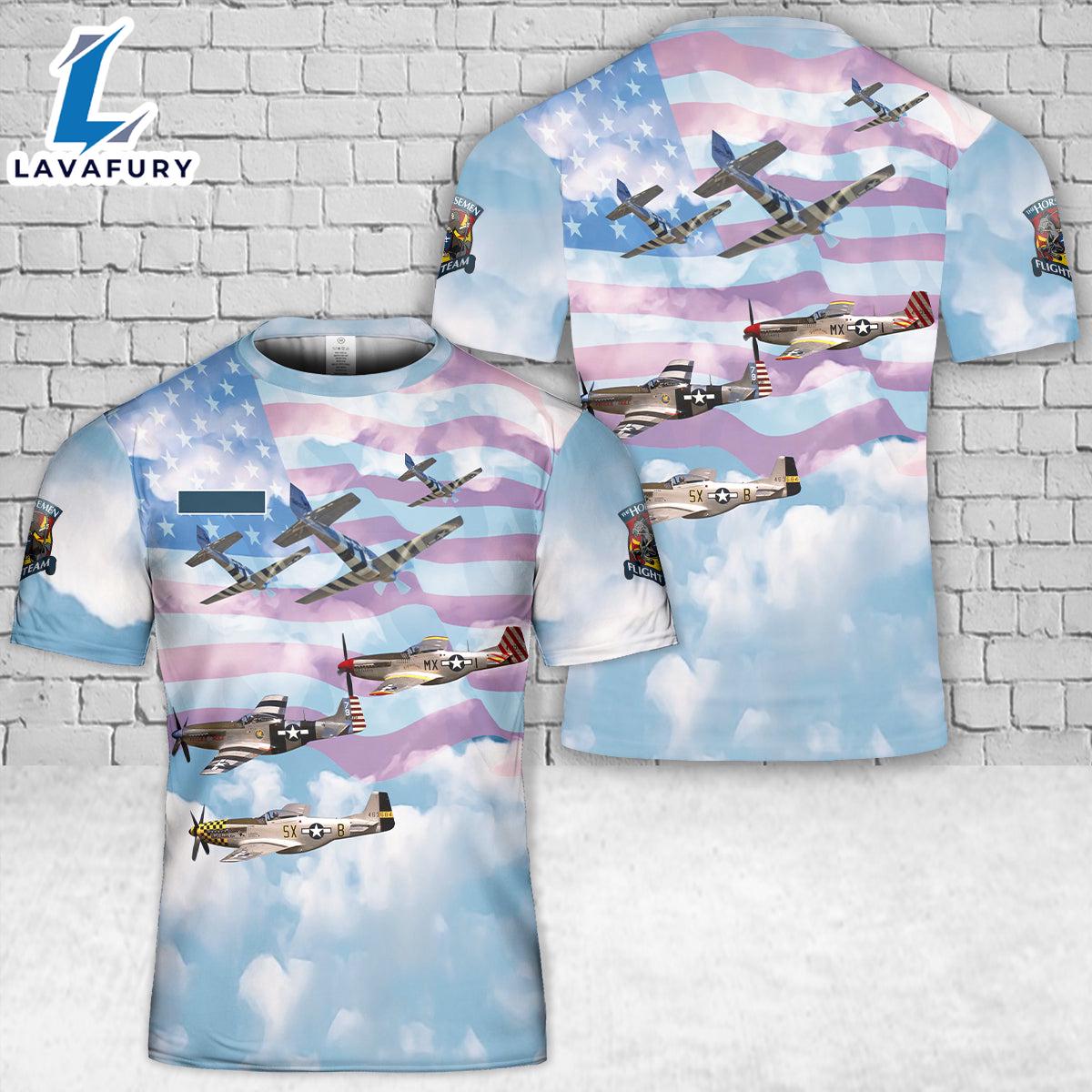 Custom Name US The Horsemen Aerobatic Team T-Shirt 3D 4th Of July Shirt