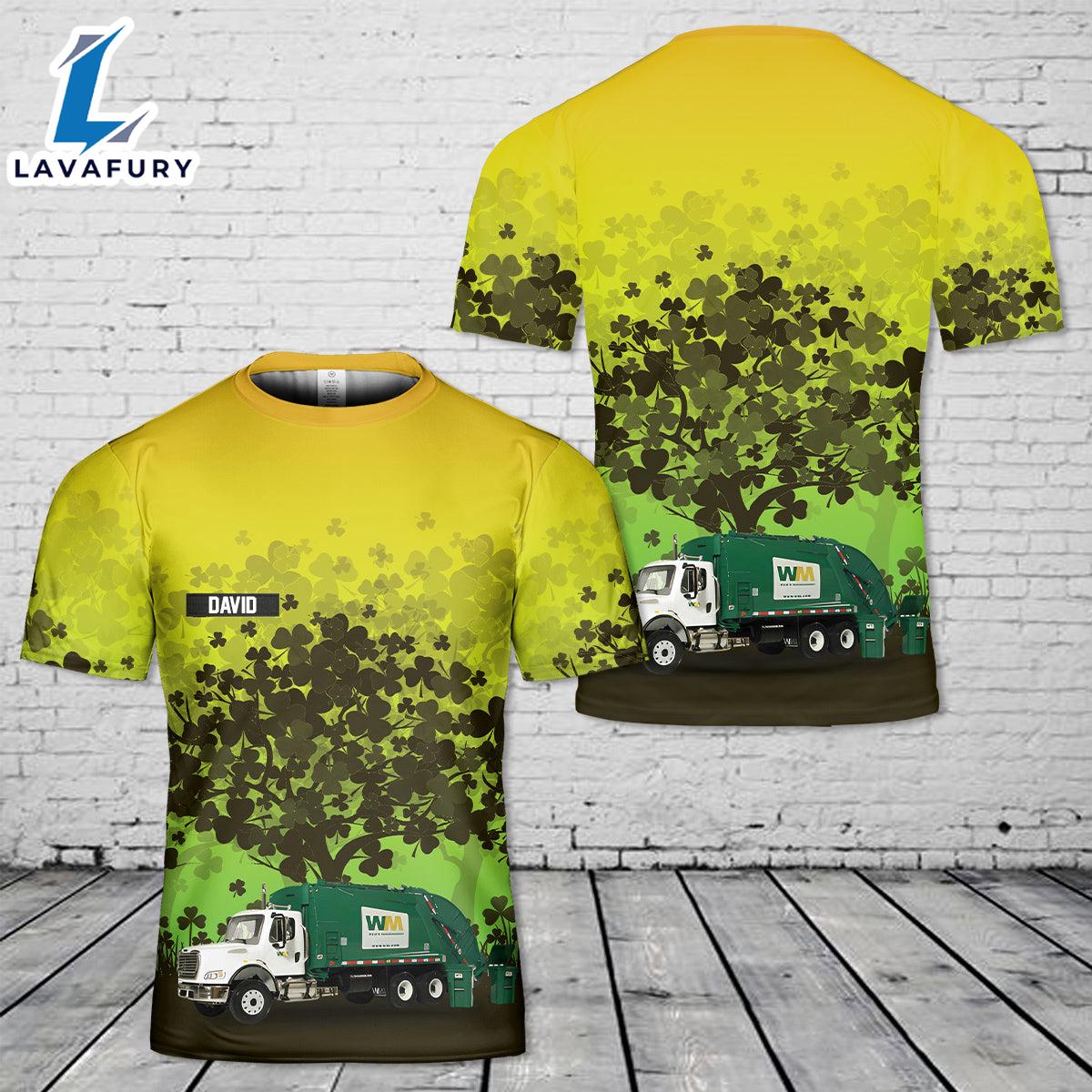 Custom Name US Waste Management Garbage, Patrick's Day 3D T-Shirt 4th Of July Shirt