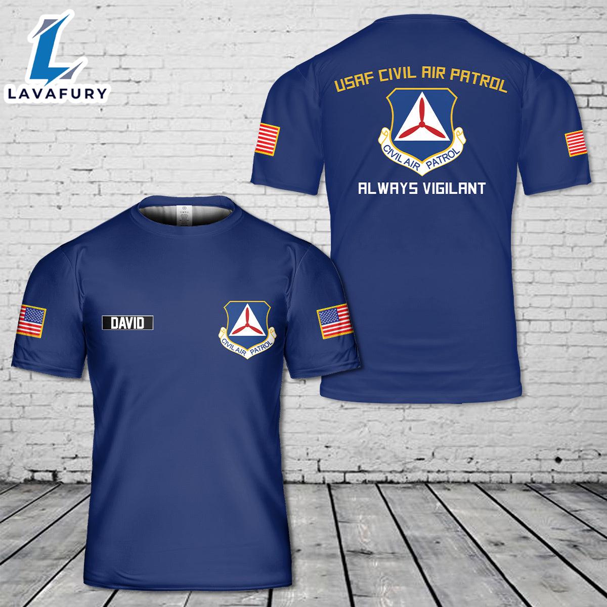Custom Name USAF Civil Air Patrol 3D T-Shirt 4th Of July Shirt