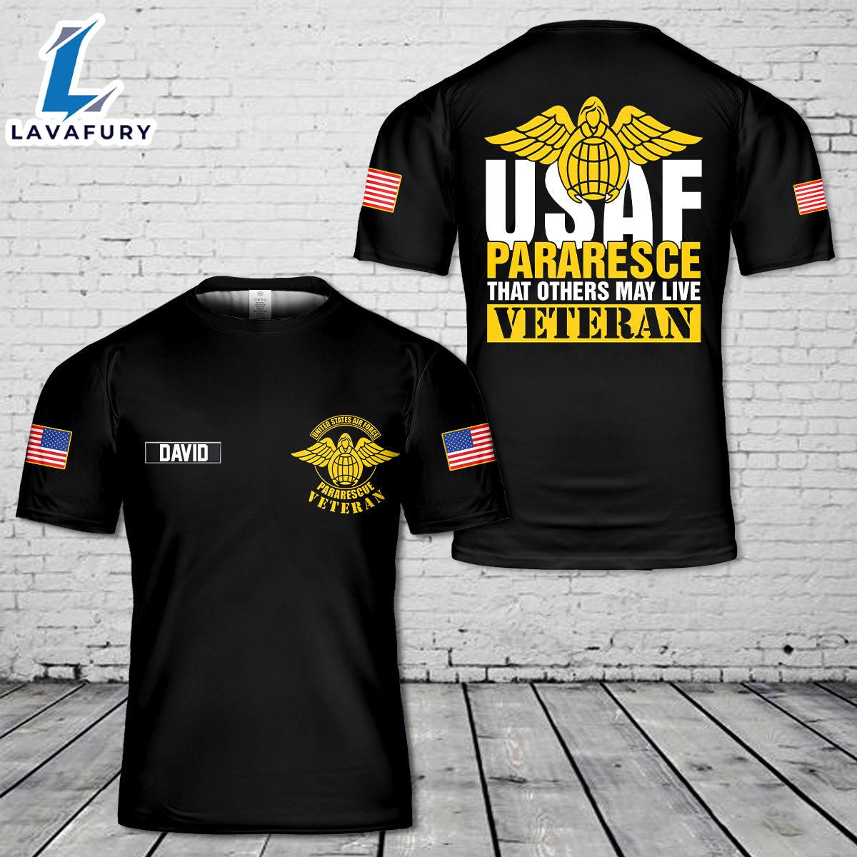 Custom Name USAF Pararescue Veteran 3D T-Shirt 4th Of July Shirt