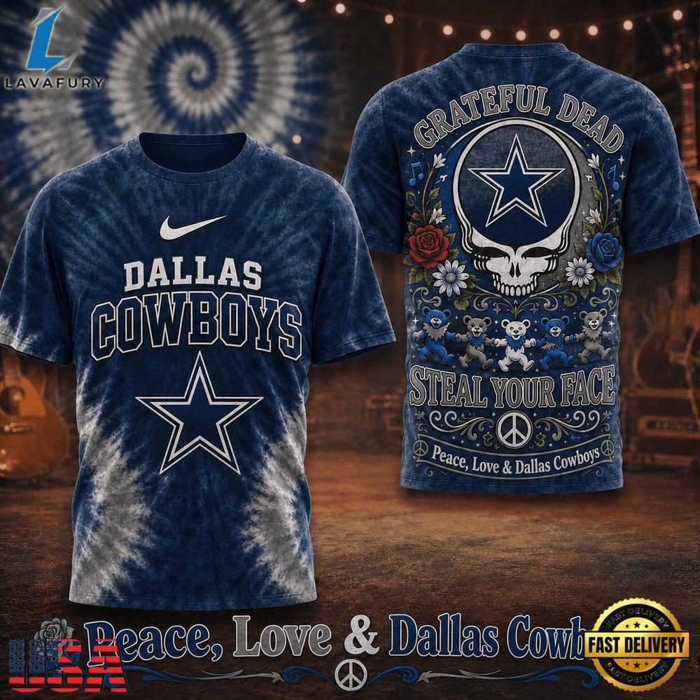 Dallas Cowboys NFL x Greateful Dead Steal Your Face New 2026 T Shirt