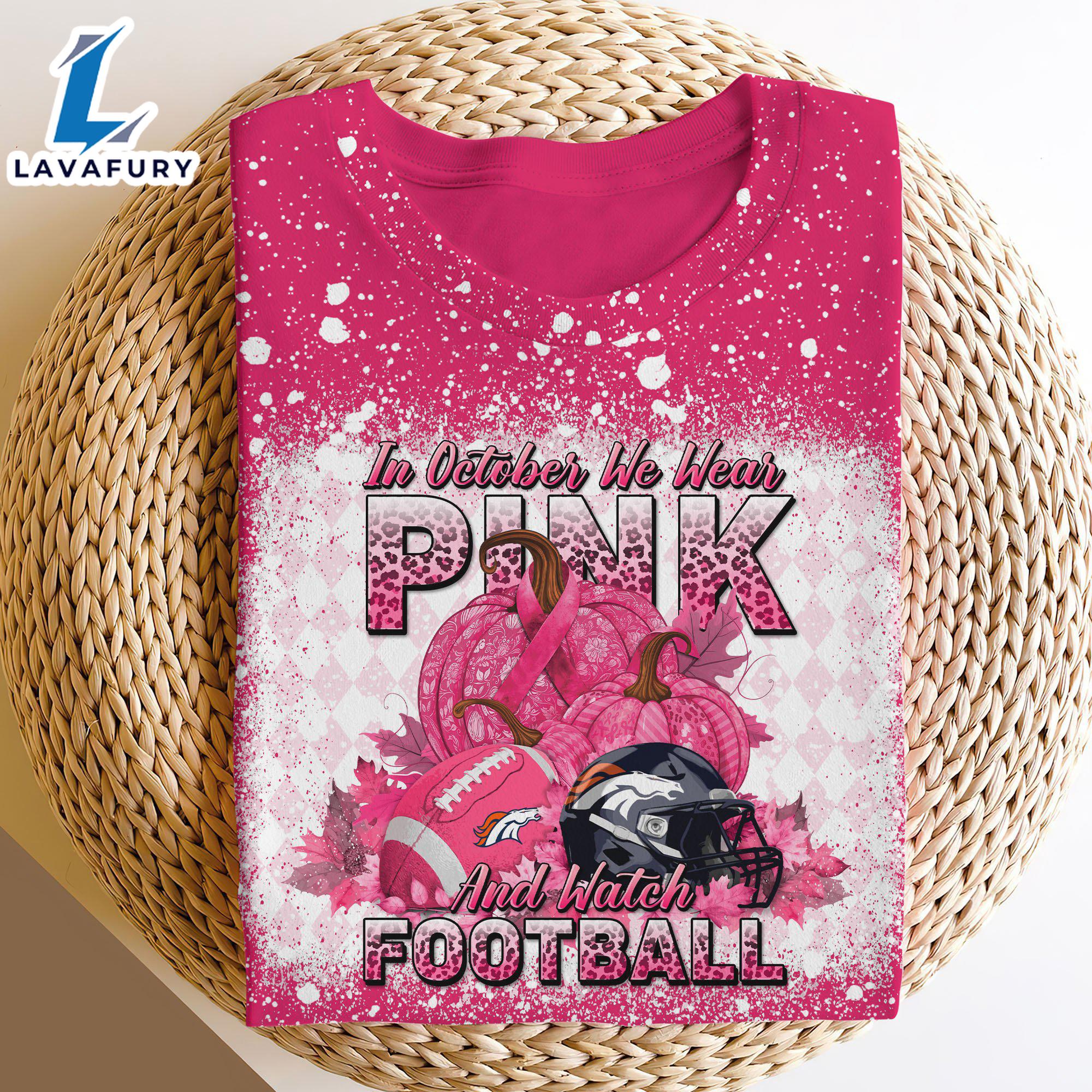 Denver Broncos Bleached Cancer Awareness, Sport Shirts For Fan Gift Summer