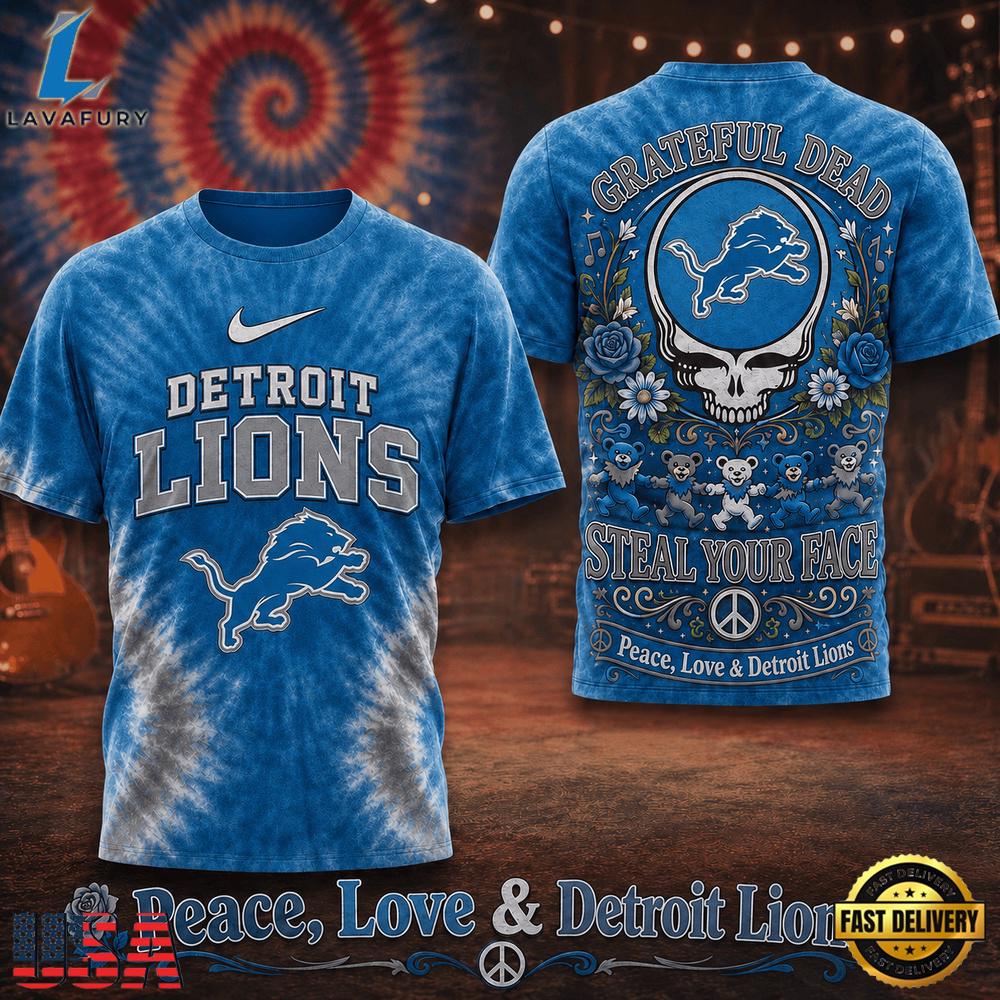 Detroit Lions NFL x Greateful Dead Steal Your Face New 2026 T Shirt