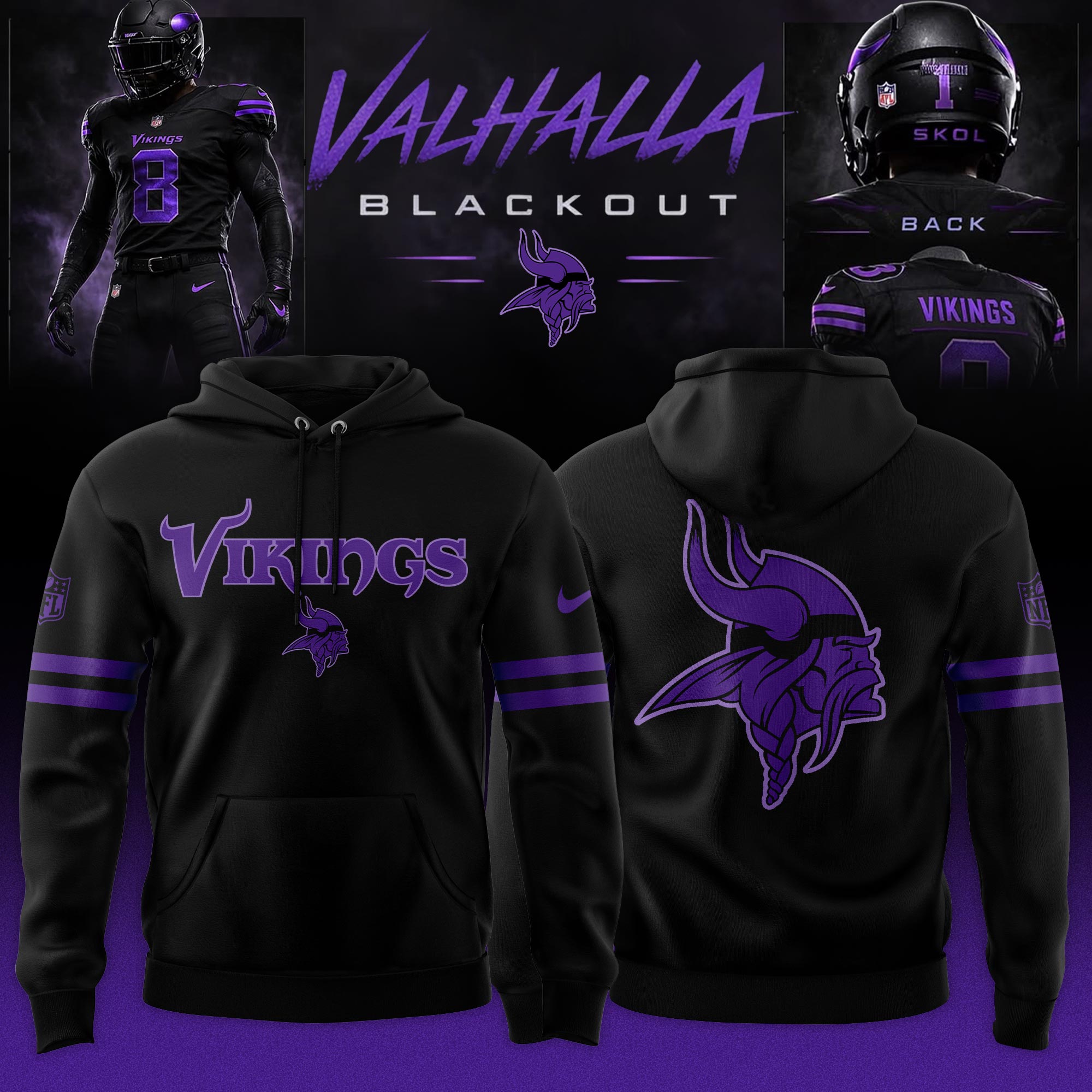 Minnesota Vikings ‘Black Out’ 2026 Special Edition Hoodie