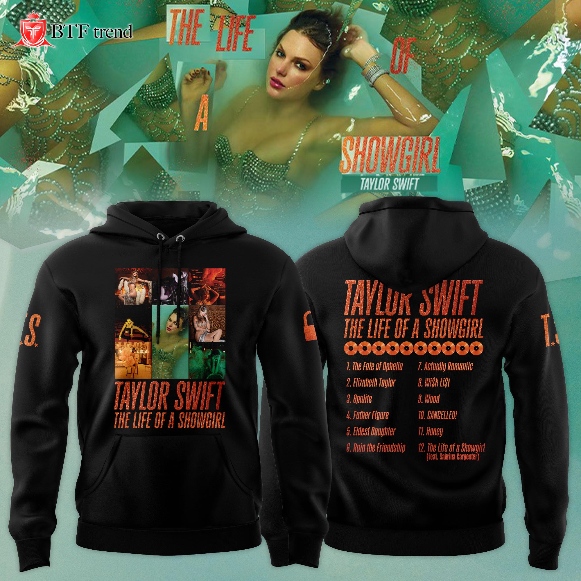 Taylor Swift "The Life of a Showgirl" Album 2025 Limited Editions Hoodie - Black
