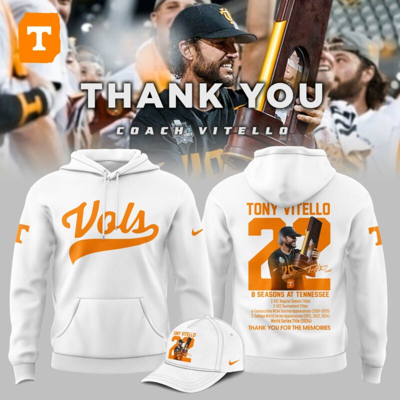 Tennessee Volunteers Thank You Coach Vitello Hoodie – White