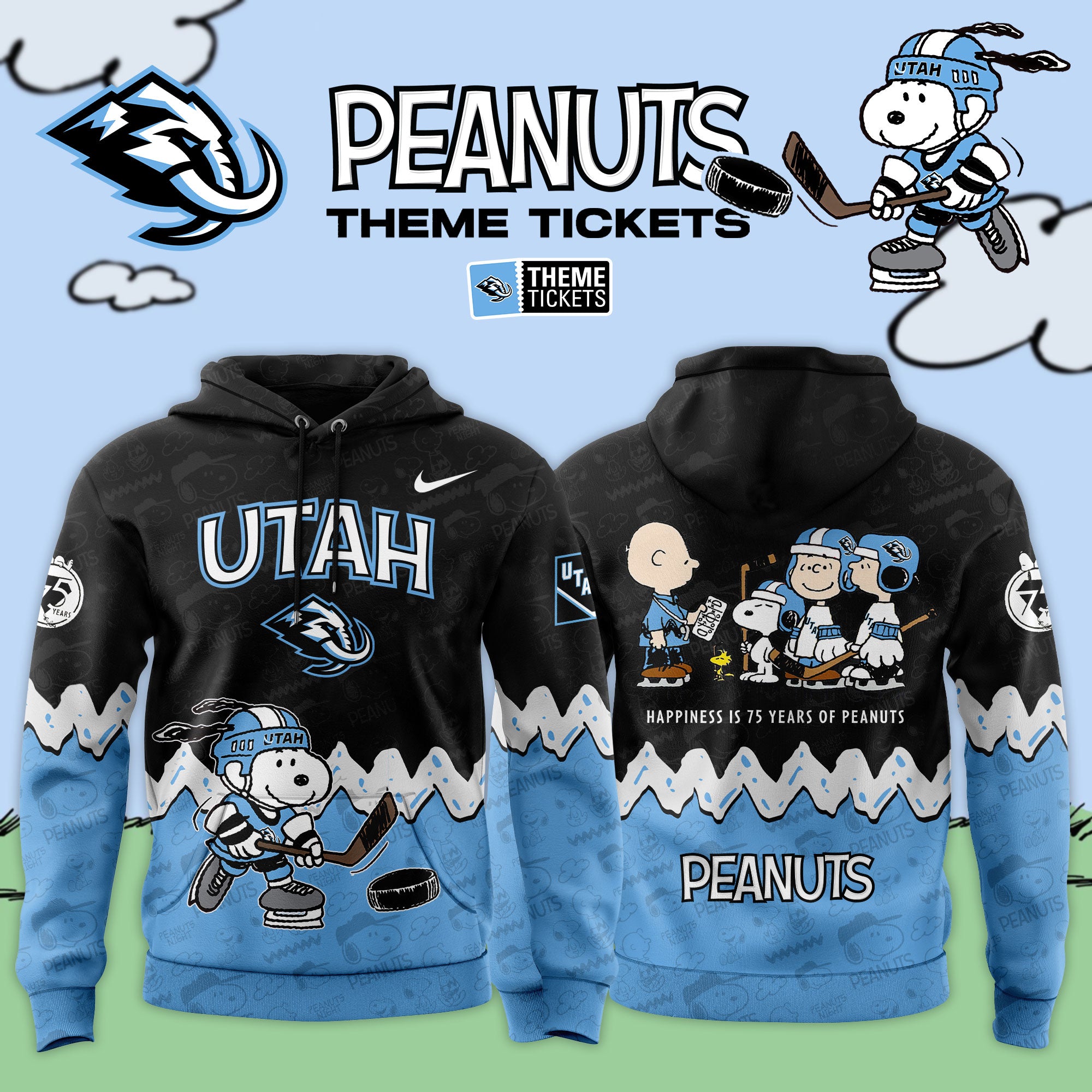 _Utah Mammoth x 75th Anniversary Of Peanuts 2025 Limited Edition Hoodie