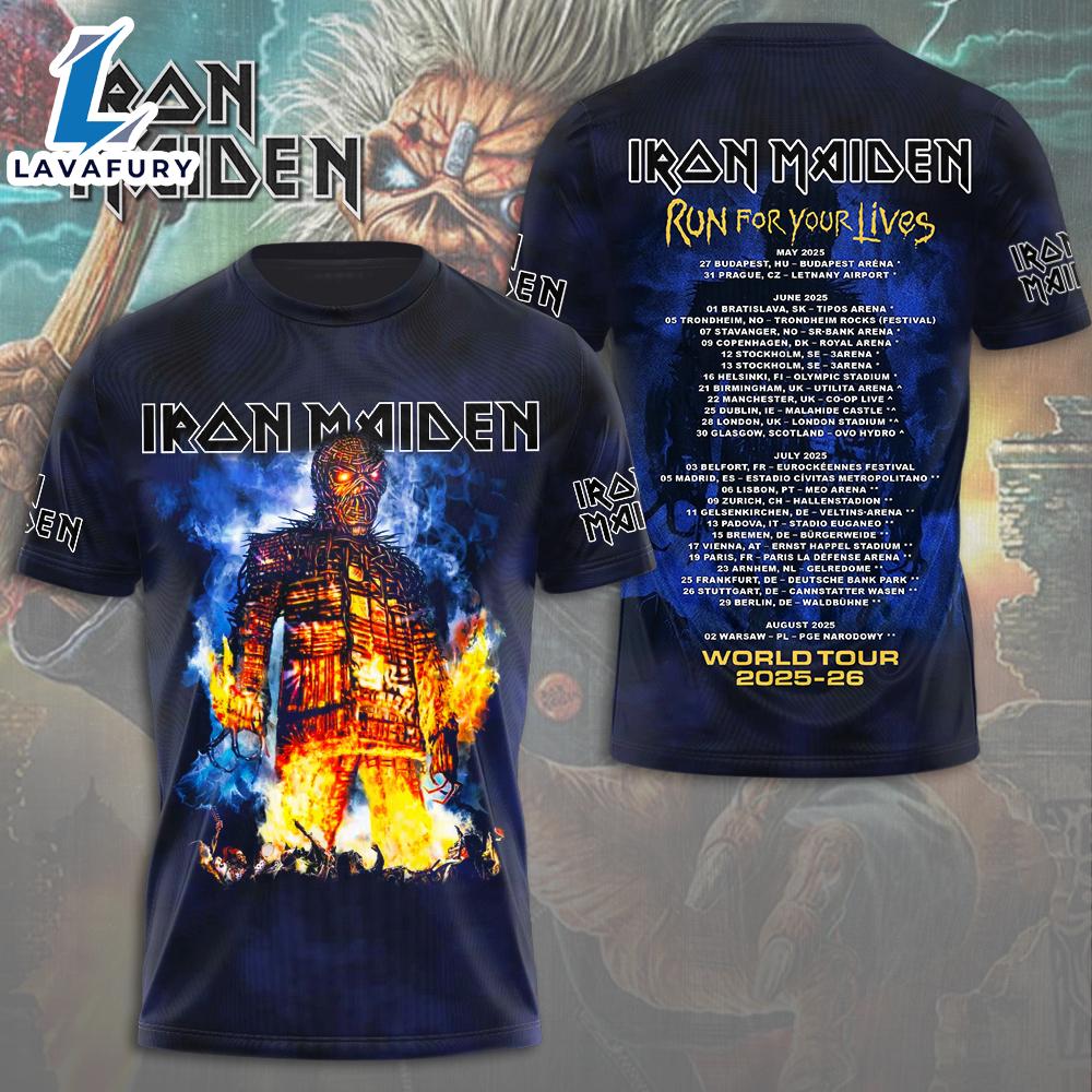 Iron Maiden 50th Anniversary T-shirt With Band Signatures 3D Gift Summer For Man And