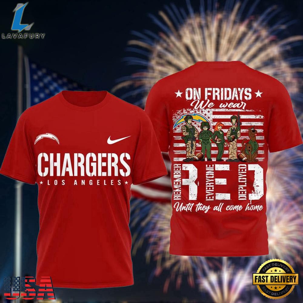 Los Angeles Chargers Scooby-Doo Red Friday Military 2026 All Over Print T Shirt