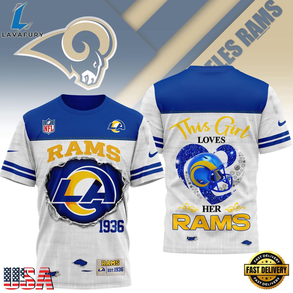 Los Angeles Rams NHL This Girl Love All Over Print T Shirt