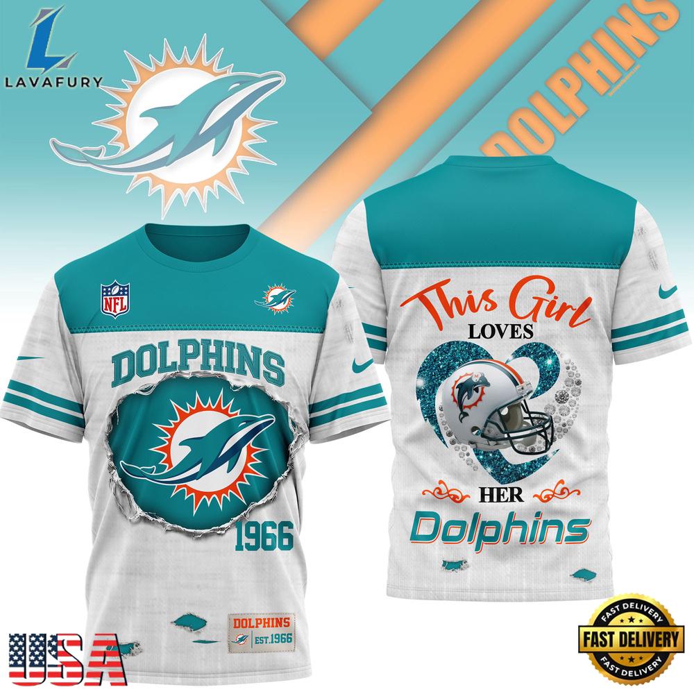 Miami Dolphins NHL This Girl Love All Over Print T Shirt