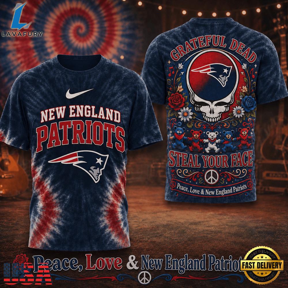 New England Patriots NFL x Greateful Dead Steal Your Face New 2026 T Shirt