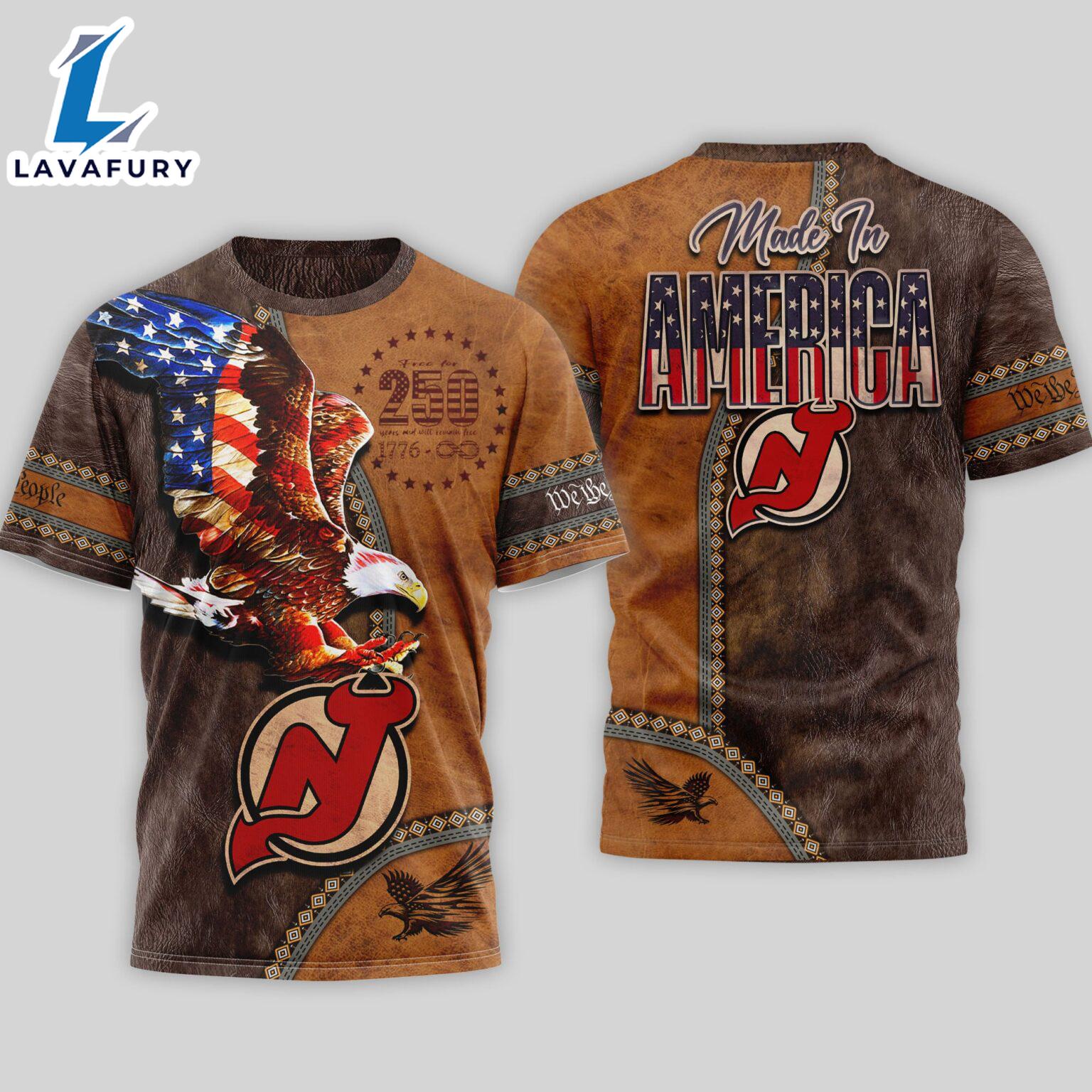 New Jersey Devils USA 250th Anniversary 3D T-Shirt Veteran Day
