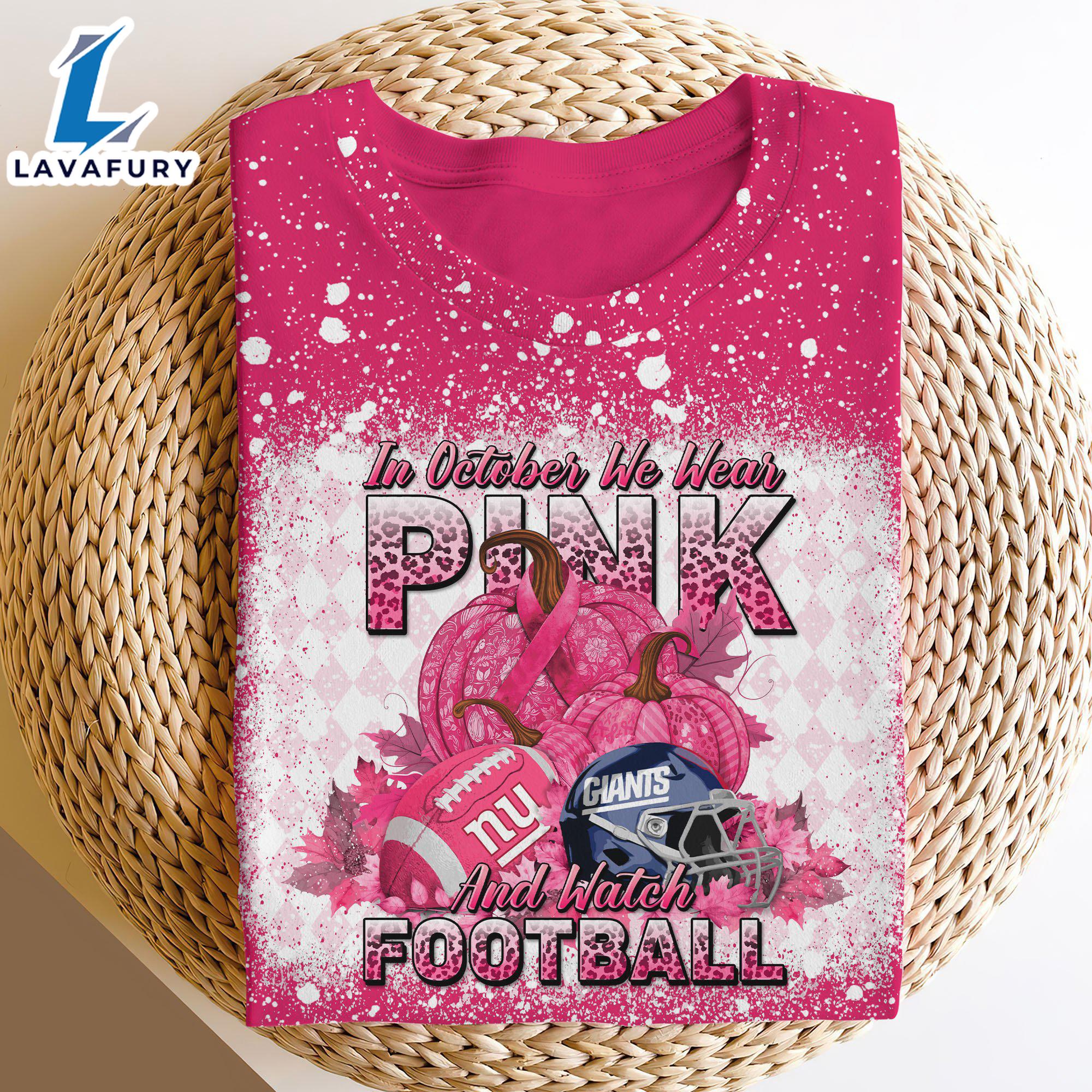 New York Giants Bleached Cancer Awareness, Sport Shirts For Fan Gift Summer