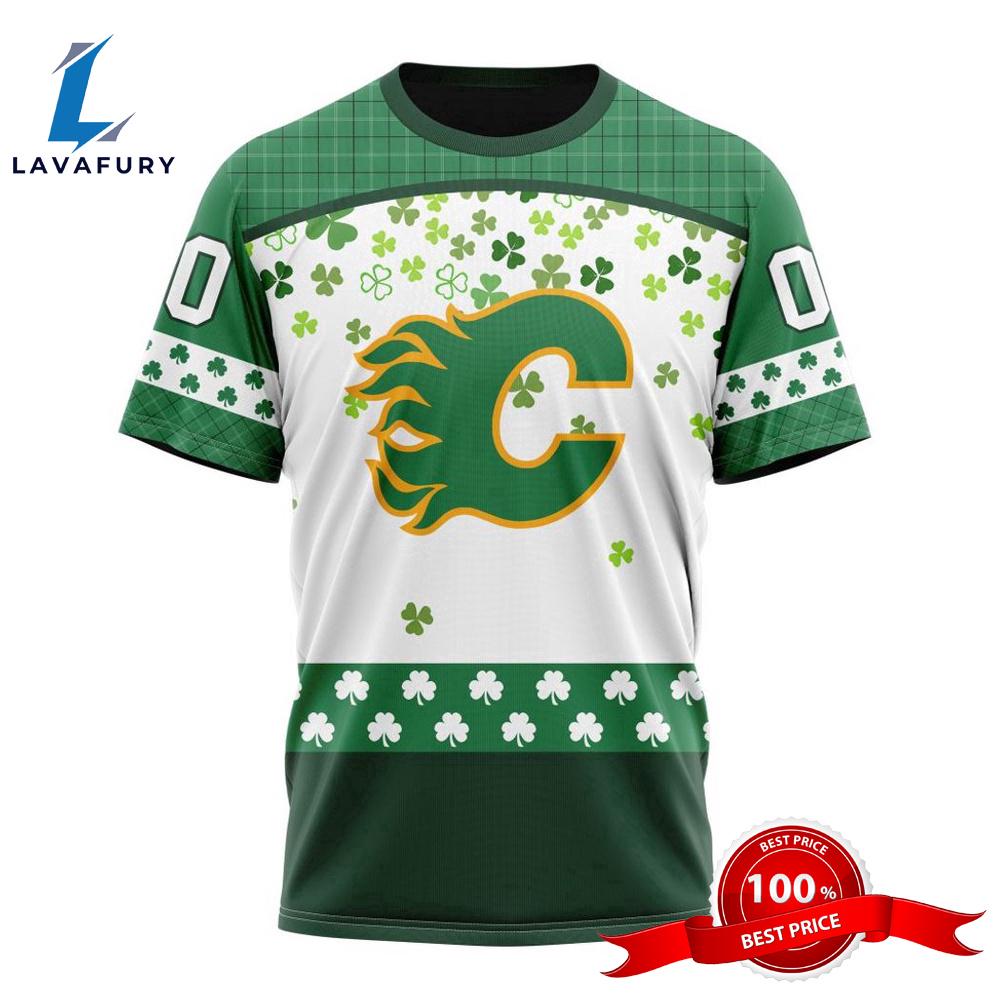 Personalized NHL Calgary Flames Special Design For St. Patrick Day All Over Print Shirts