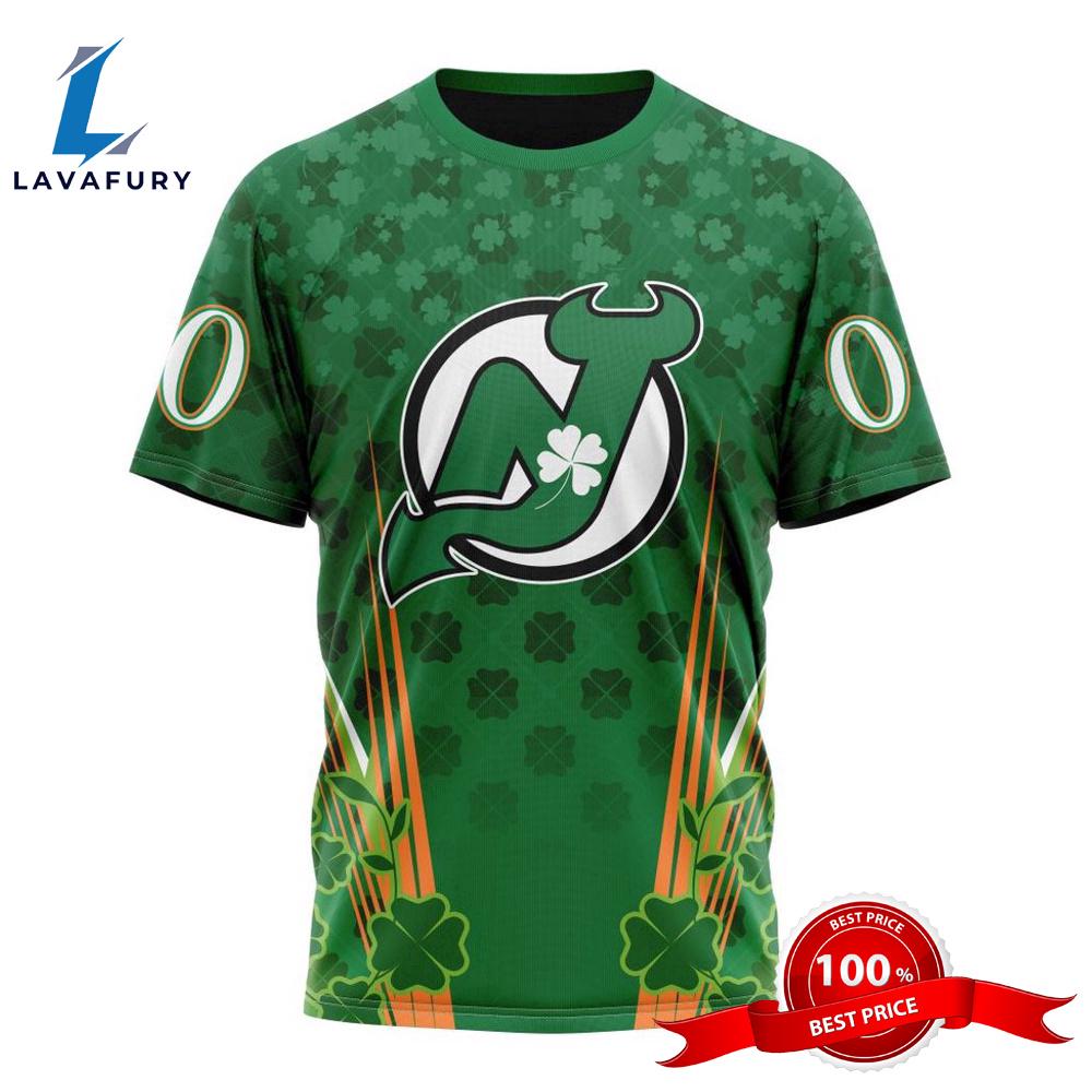Personalized NHL New Jersey Devils Full Green Design For St. Patrick's Day All Over Print Shirts