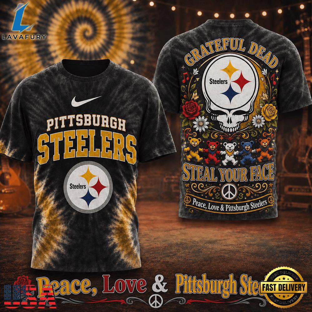 Pittsburgh Steelers NFL x Greateful Dead Steal Your Face New 2026 T Shirt