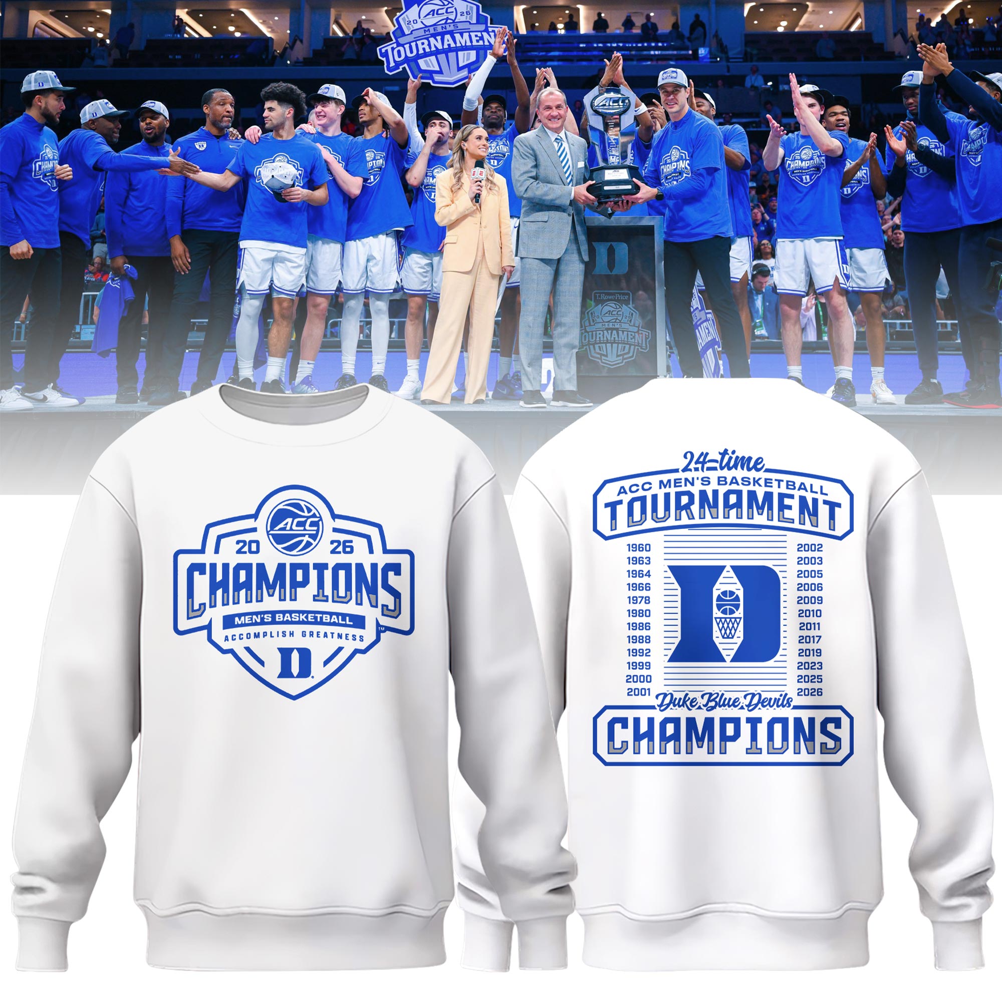 Duke 2026 ACC Men's Basketball Tournament Champions Locker Room Sweatshirt