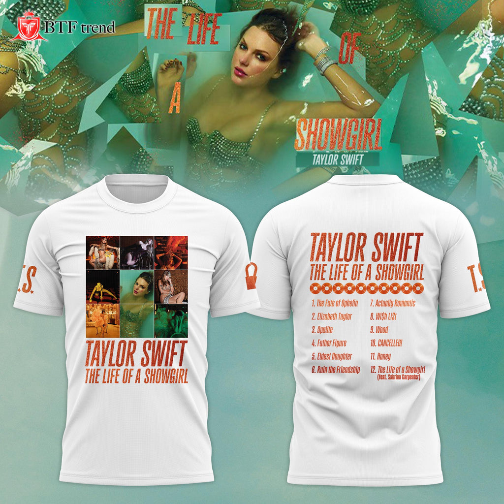 Taylor Swift "The Life of a Showgirl" Album 2025 Limited Editions T-Shirt - White