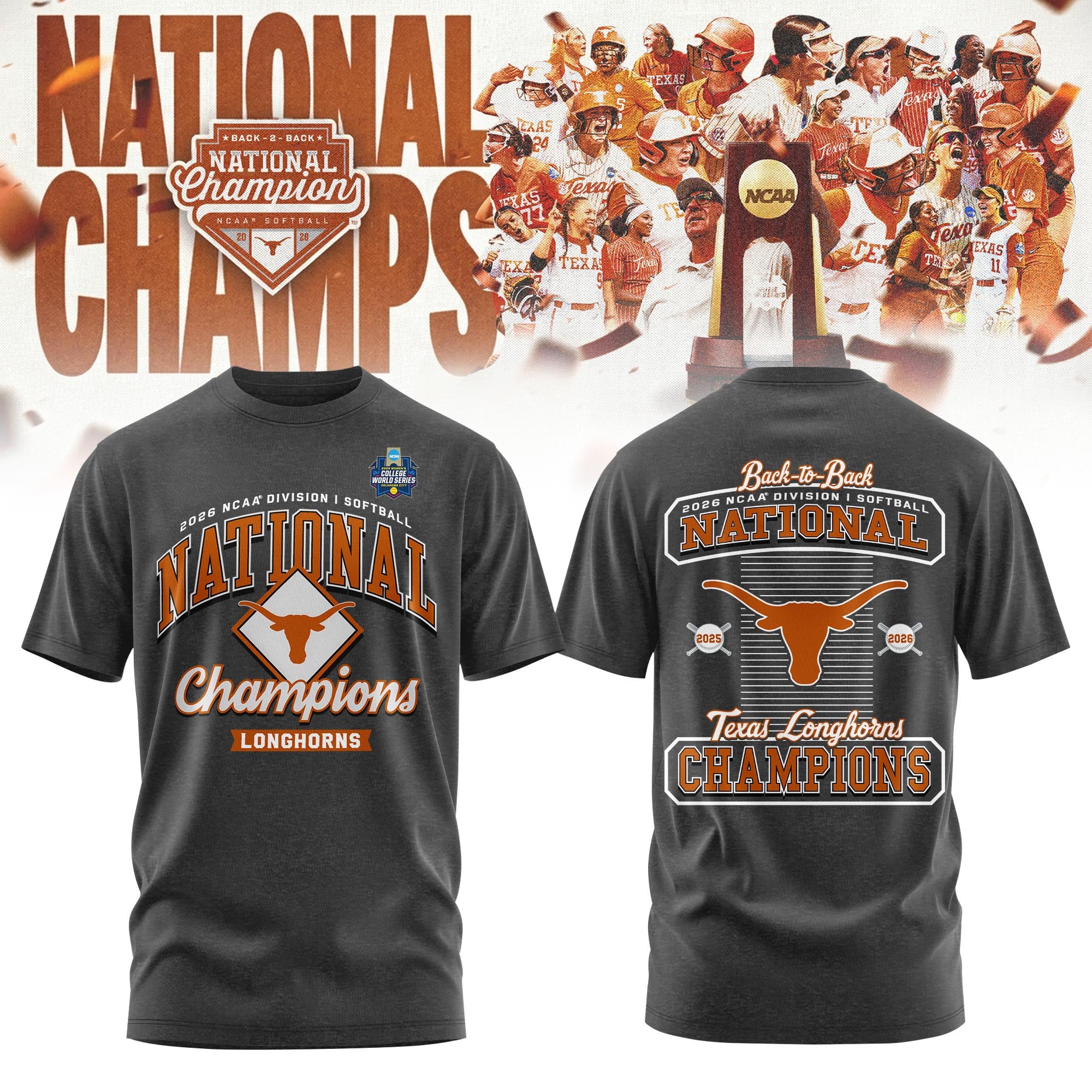 Texas 2026 NCAA Softball Women's College World Series National Champions Locker Room T-Shirt