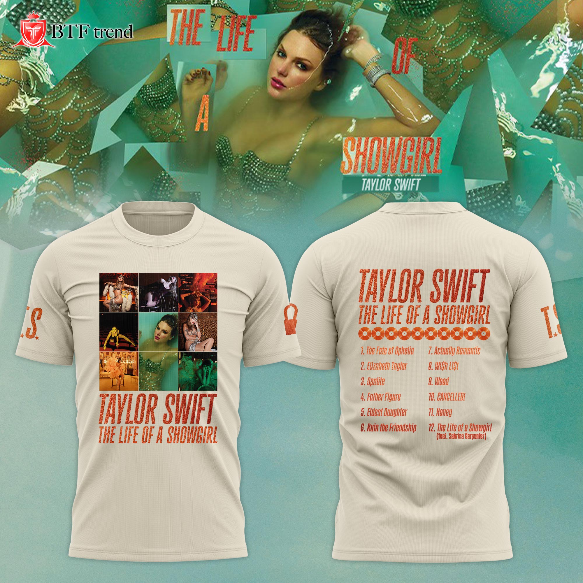 Taylor Swift "The Life of a Showgirl" Album 2025 Limited Editions T-Shirt - Sand