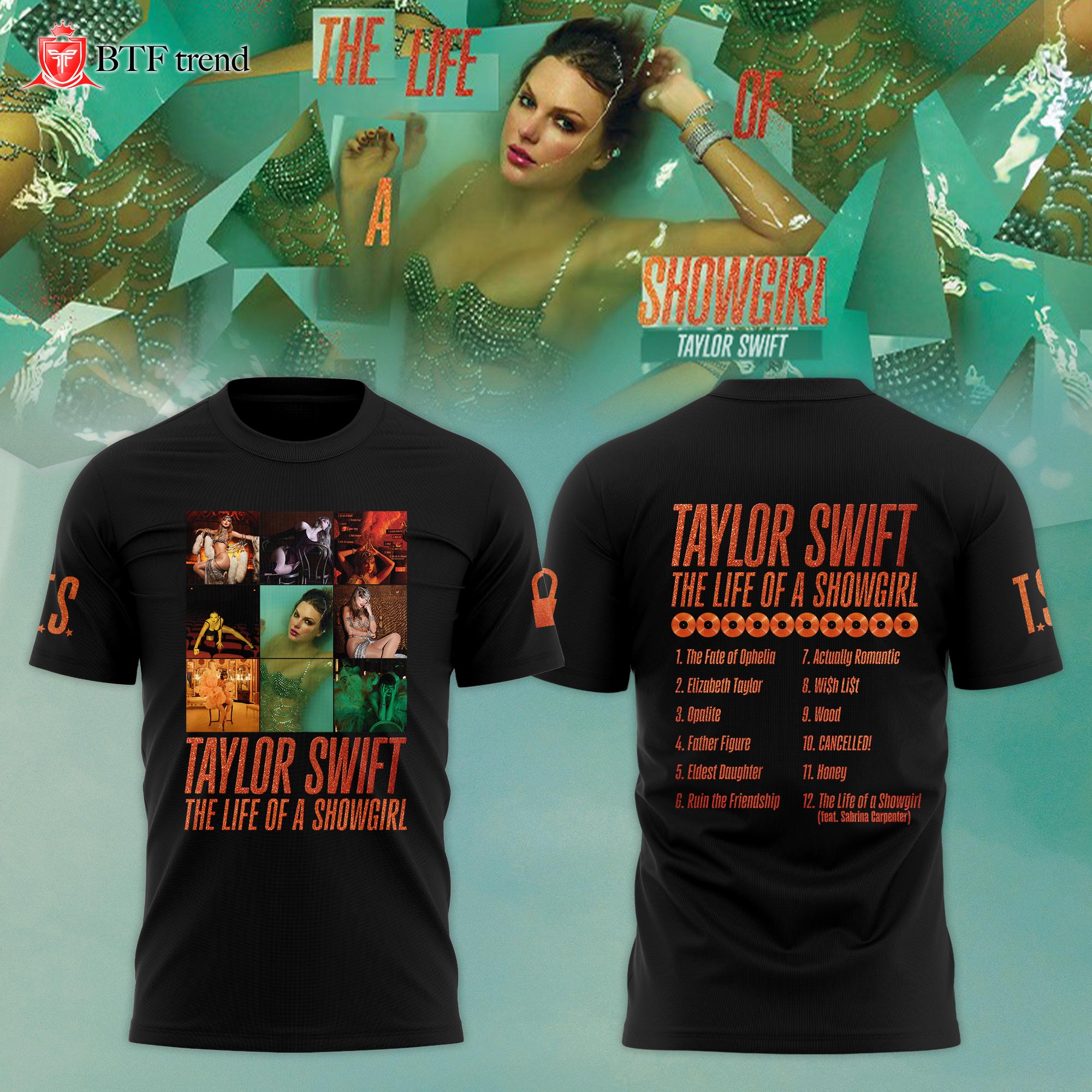Taylor Swift "The Life of a Showgirl" Album 2025 Limited Editions T-Shirt - Black