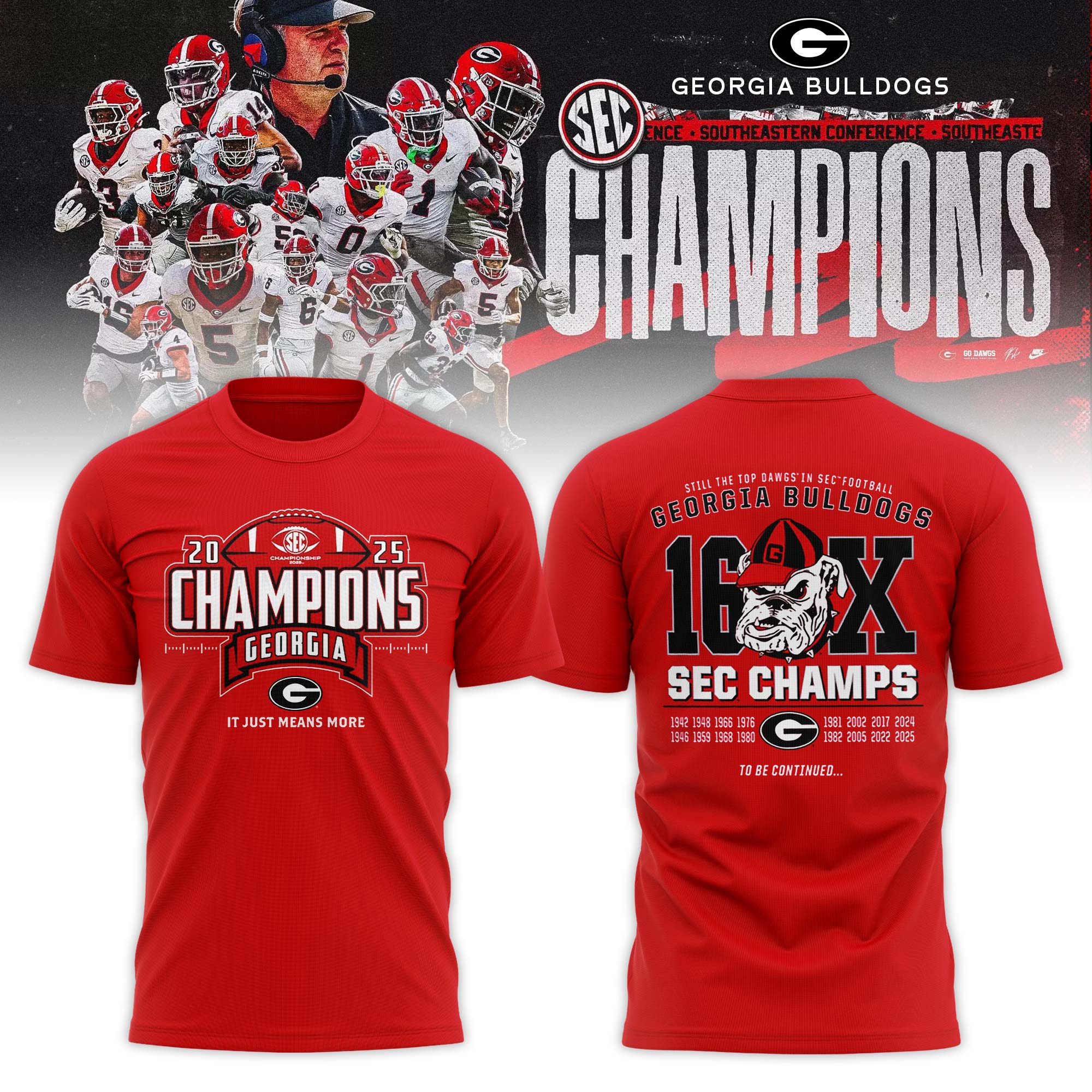 _ .Georgia Bulldogs 2025 SEC Football Champions Locker Room T-shirt