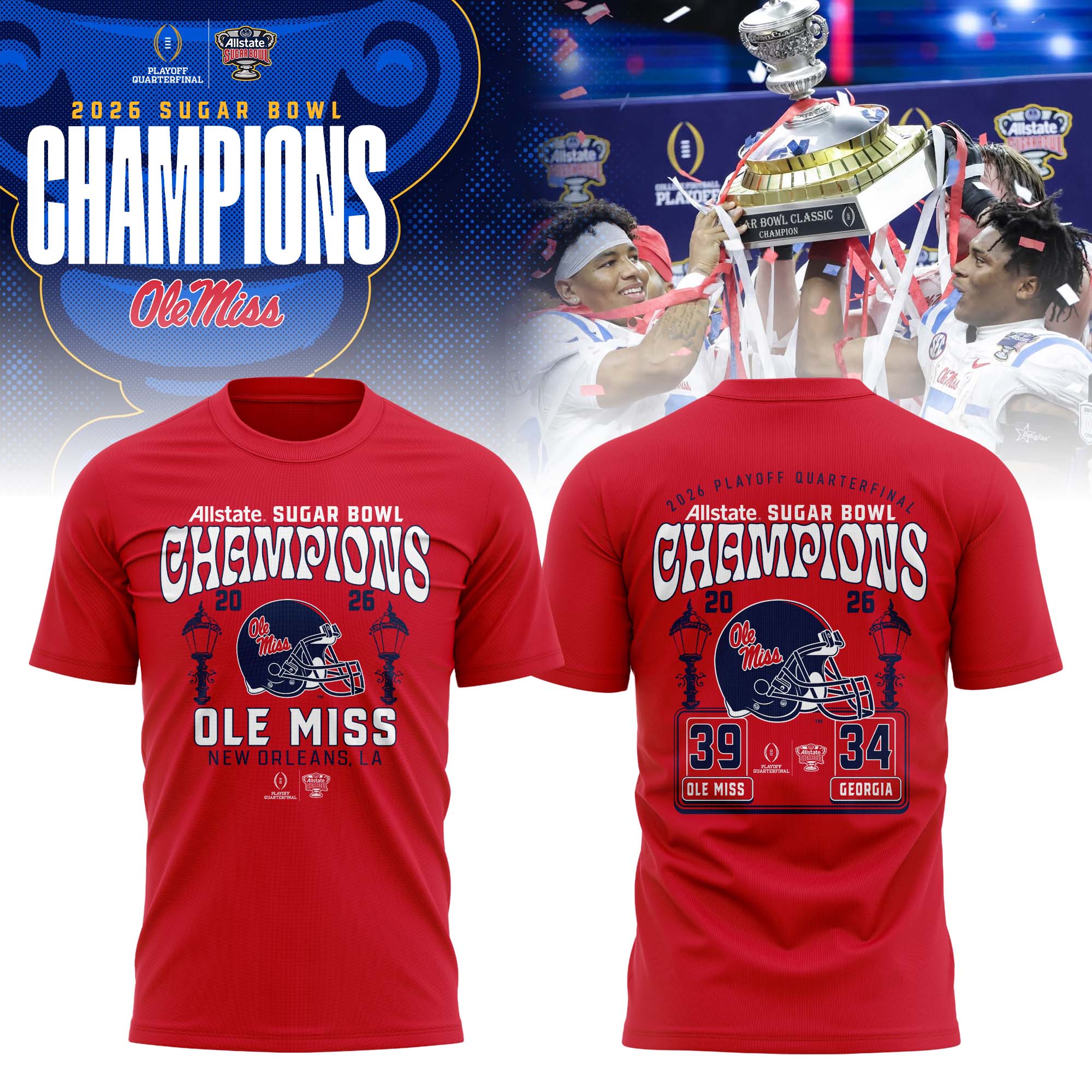 Ole Miss Rebels 2026 Sugar Bowl Champions T-shirt