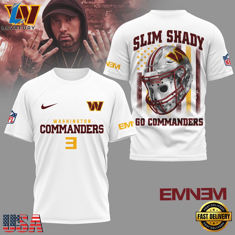 Washington Commanders NFL Eminem Fan 3D T-Shirt
