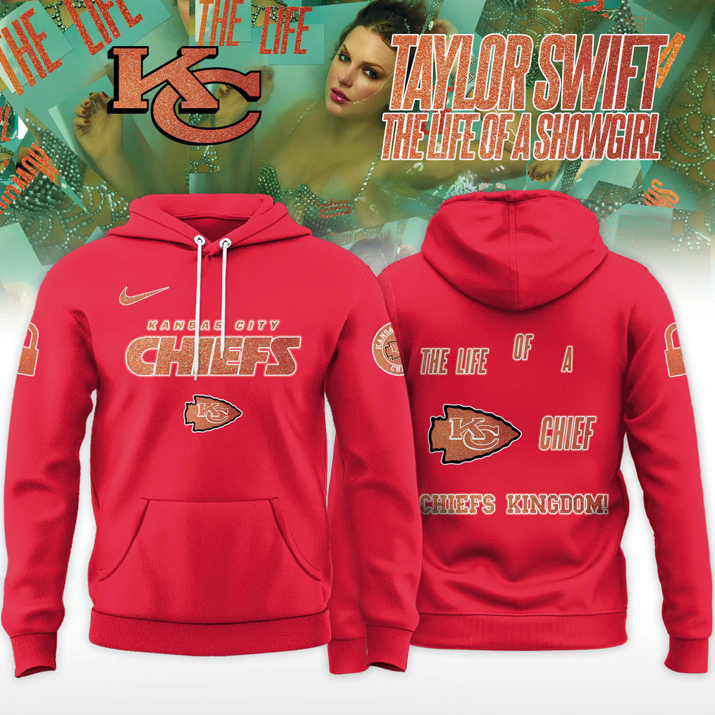 _ Kansas City Chiefs x Taylor Swift "The Life of a Showgirl" Album Limited Editions 2025 Hoodie - Red