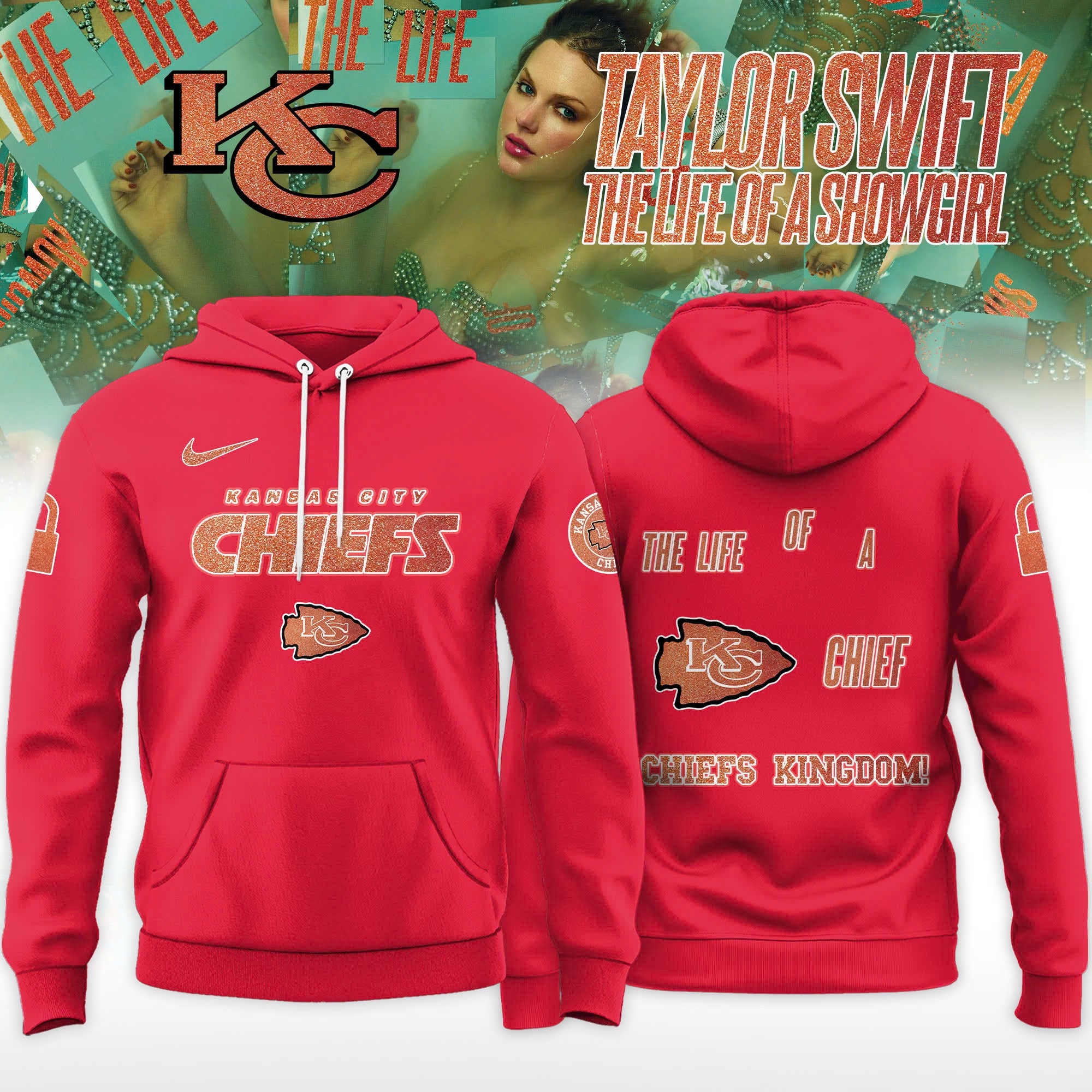 Kansas City Chiefs x Taylor Swift "The Life of a Showgirl" Album Limited Editions 2025 Hoodie