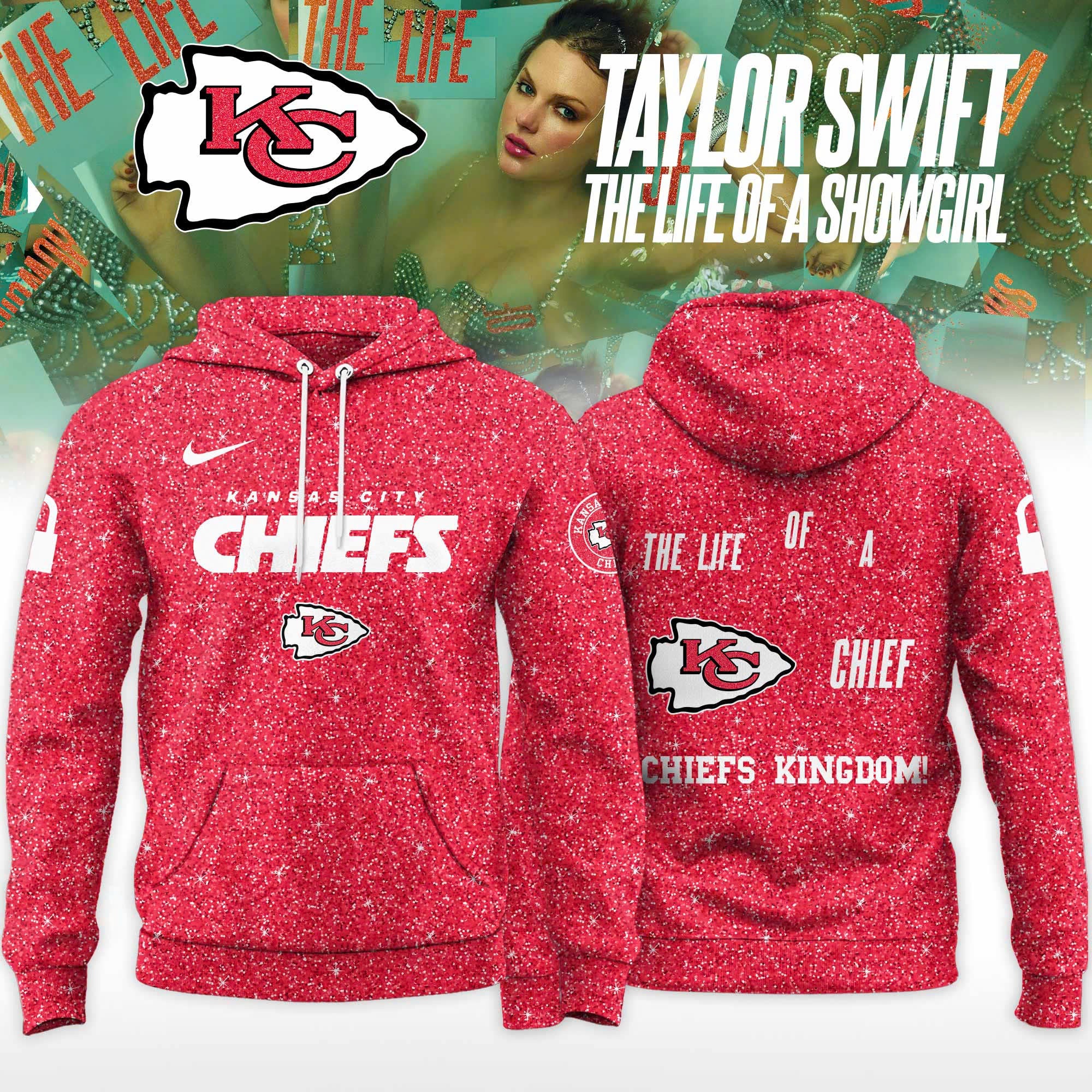 _ Kansas City Chiefs x Taylor Swift "The Life of a Showgirl" Album Limited Editions 2025 Hoodie