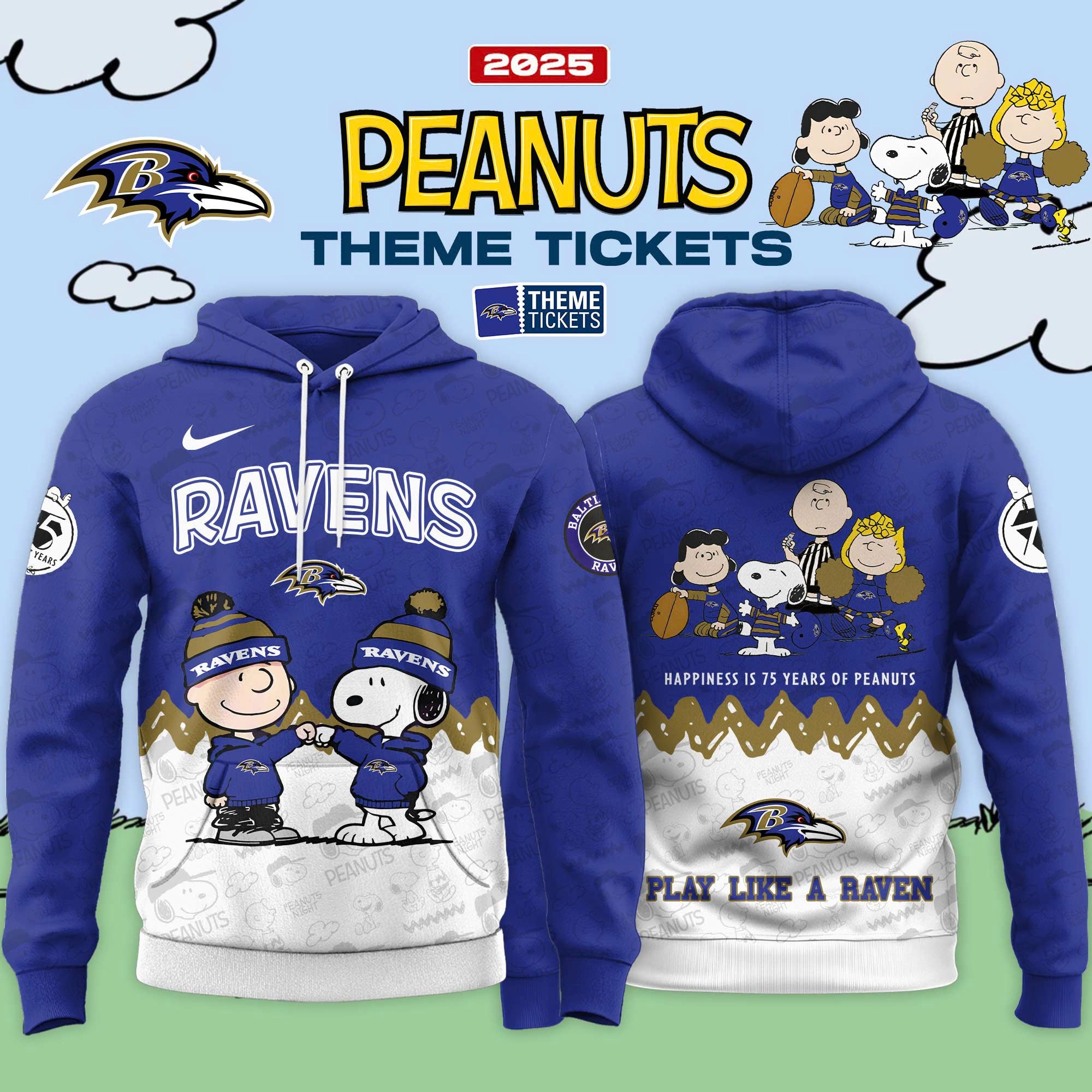 _ Baltimore Ravens x Peanuts Limited Editions 2025 Hoodie