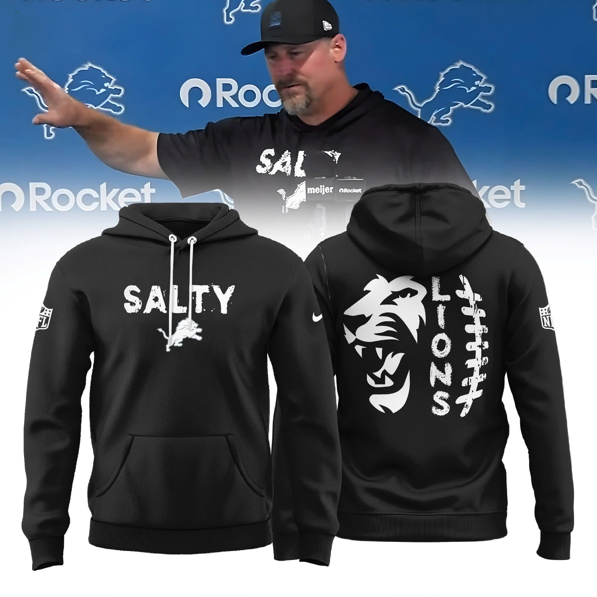 .Dan Campbell Detroit Lions SALTY 2025 Limited Hoodie