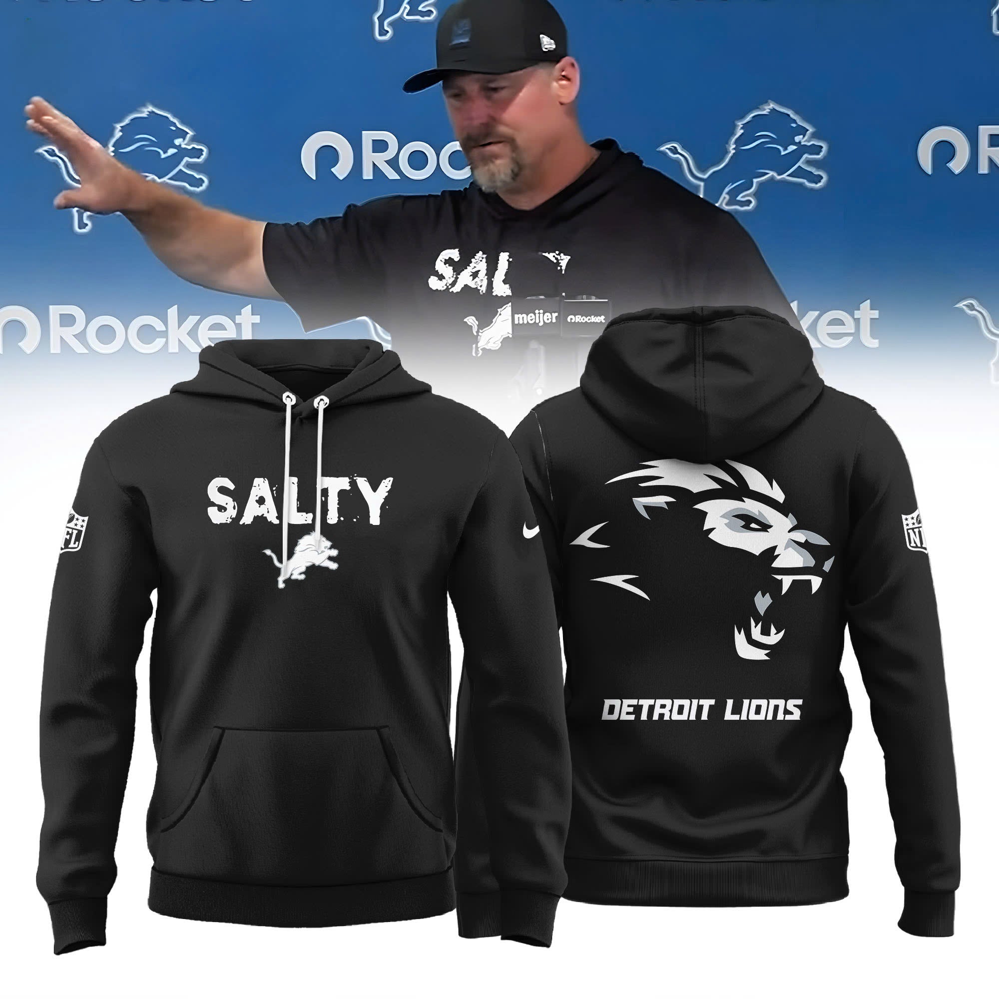 .Dan Campbell Detroit Lions SALTY 2025 Limited Hoodie