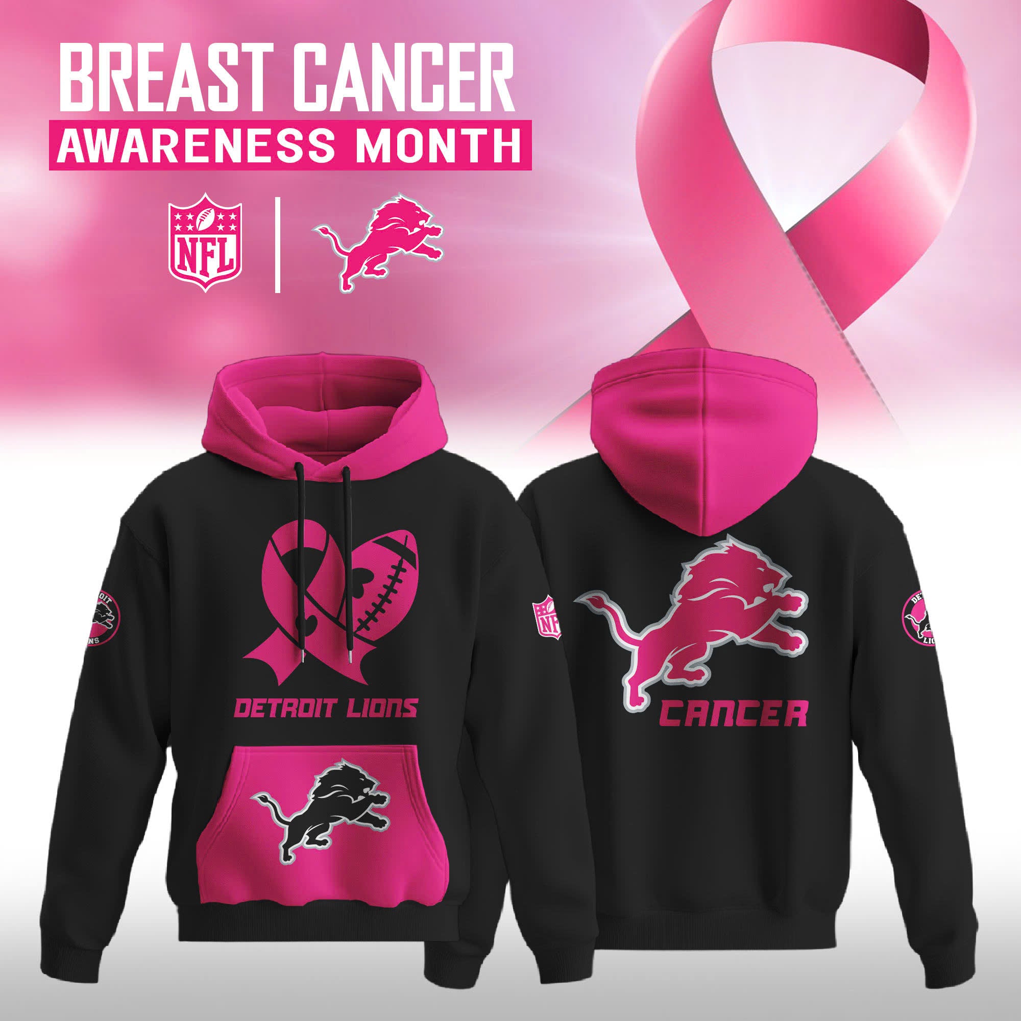 _Detroit Lions The Breast Cancer Awareness Month 2025 Hoodie Limited  Edition Hoodie