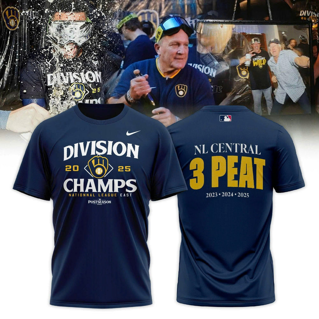 _ Milwaukee Brewers 2025 NL Central 3 Peat T - Shirt