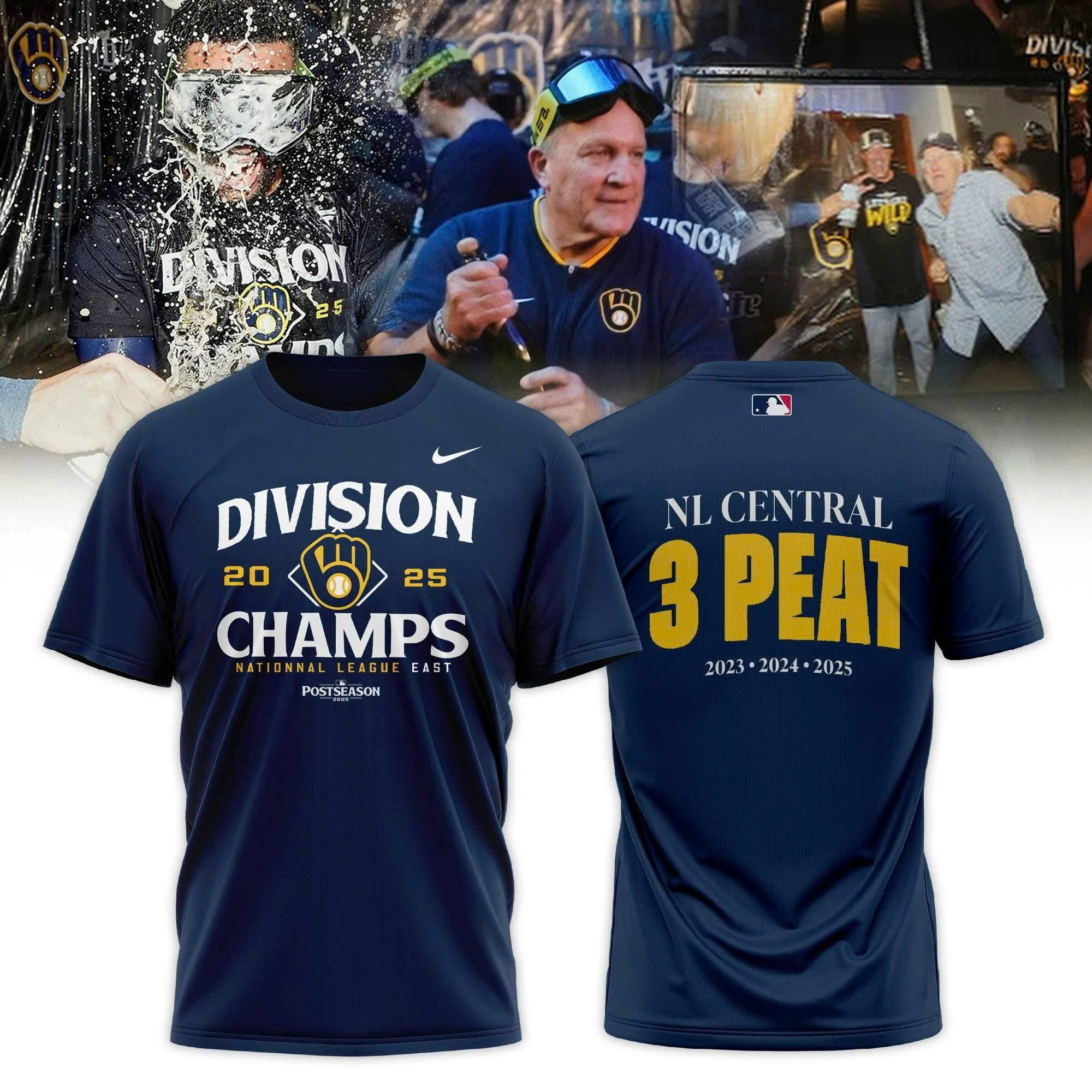 _ Milwaukee Brewers 2025 NL Central 3 Peat T - Shirt