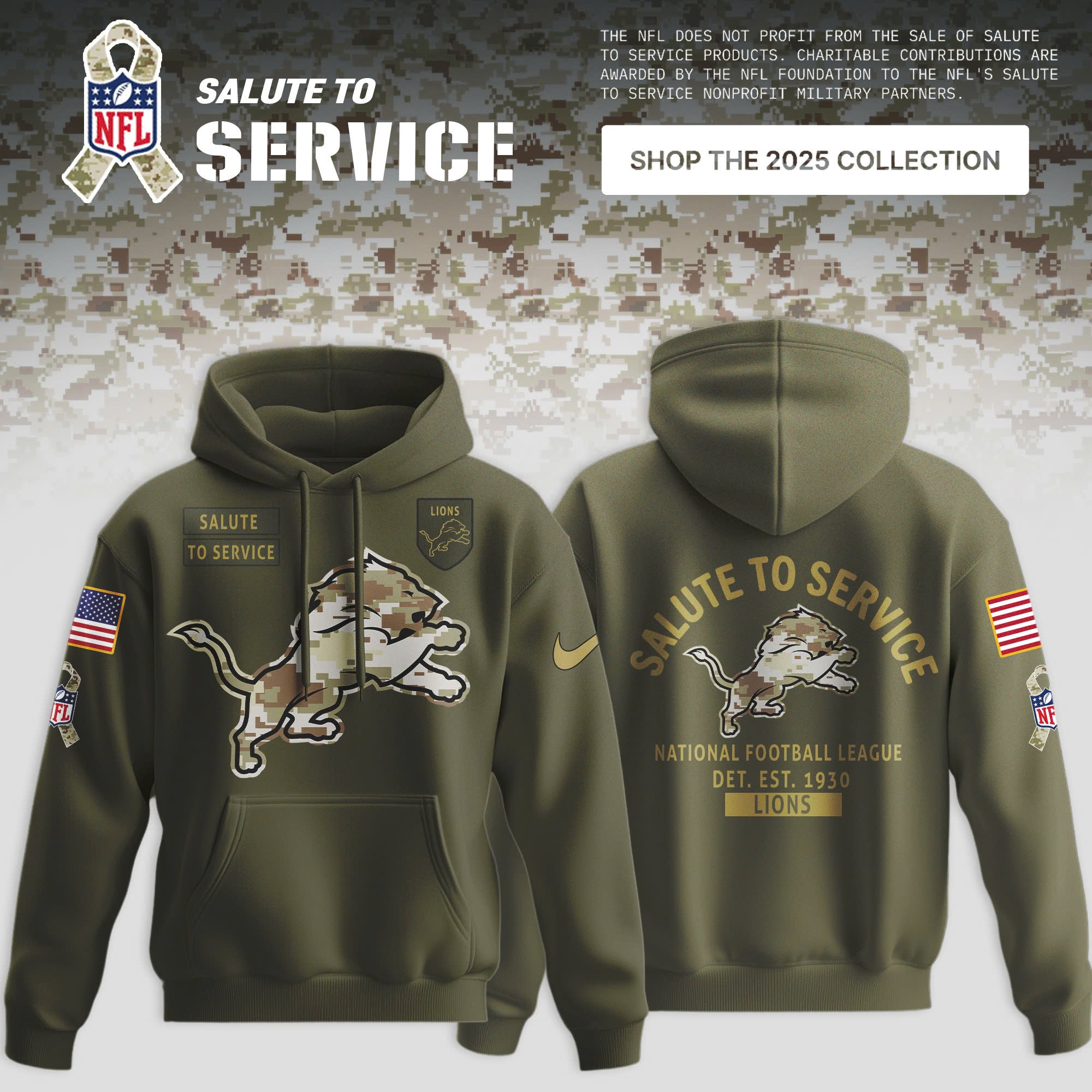 _Detroit Lions Olive 2025 NFL Salute to Service Limited Hoodie