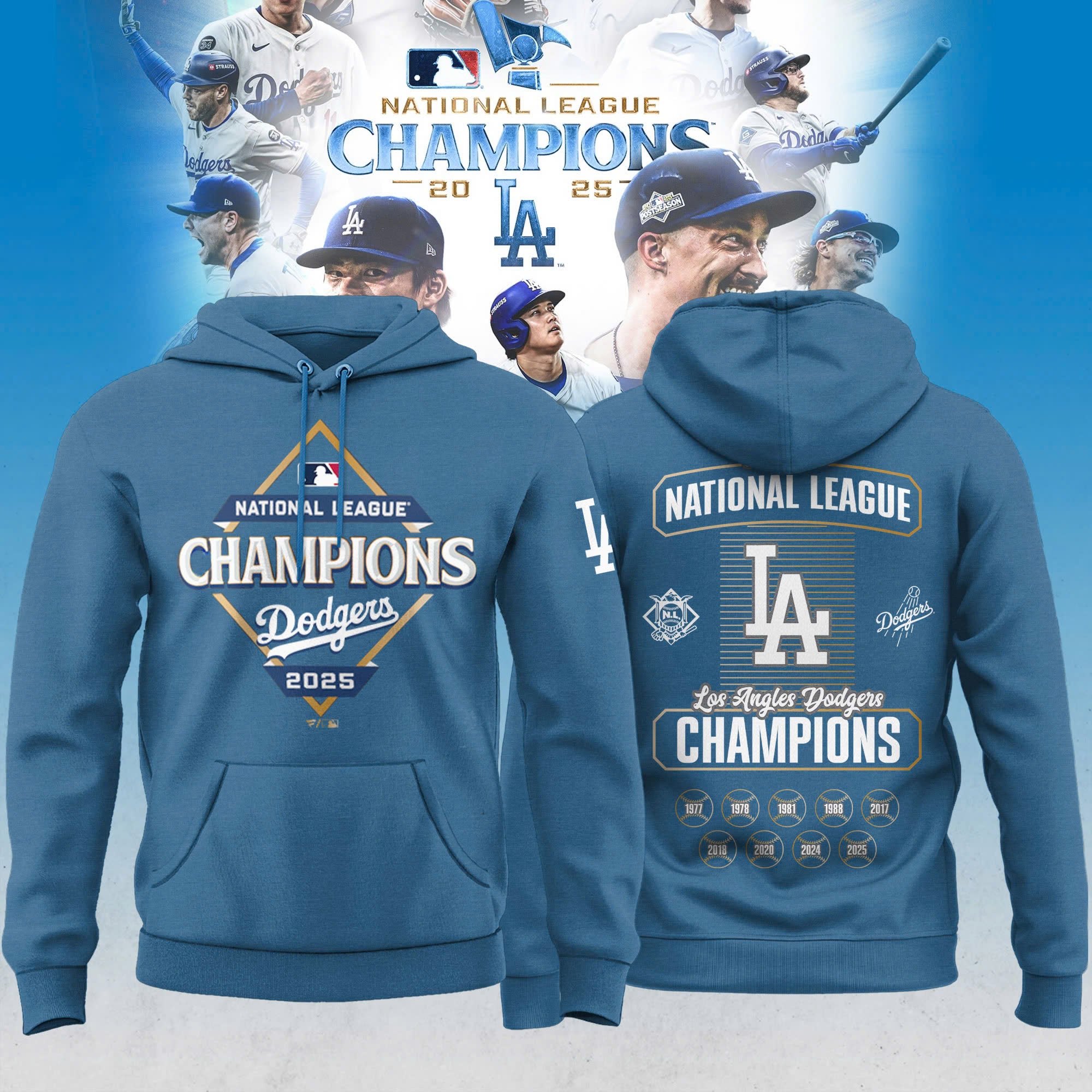.Los Angeles Dodgers 2025 National League Champions Locker Room Limited Edition Hoodie