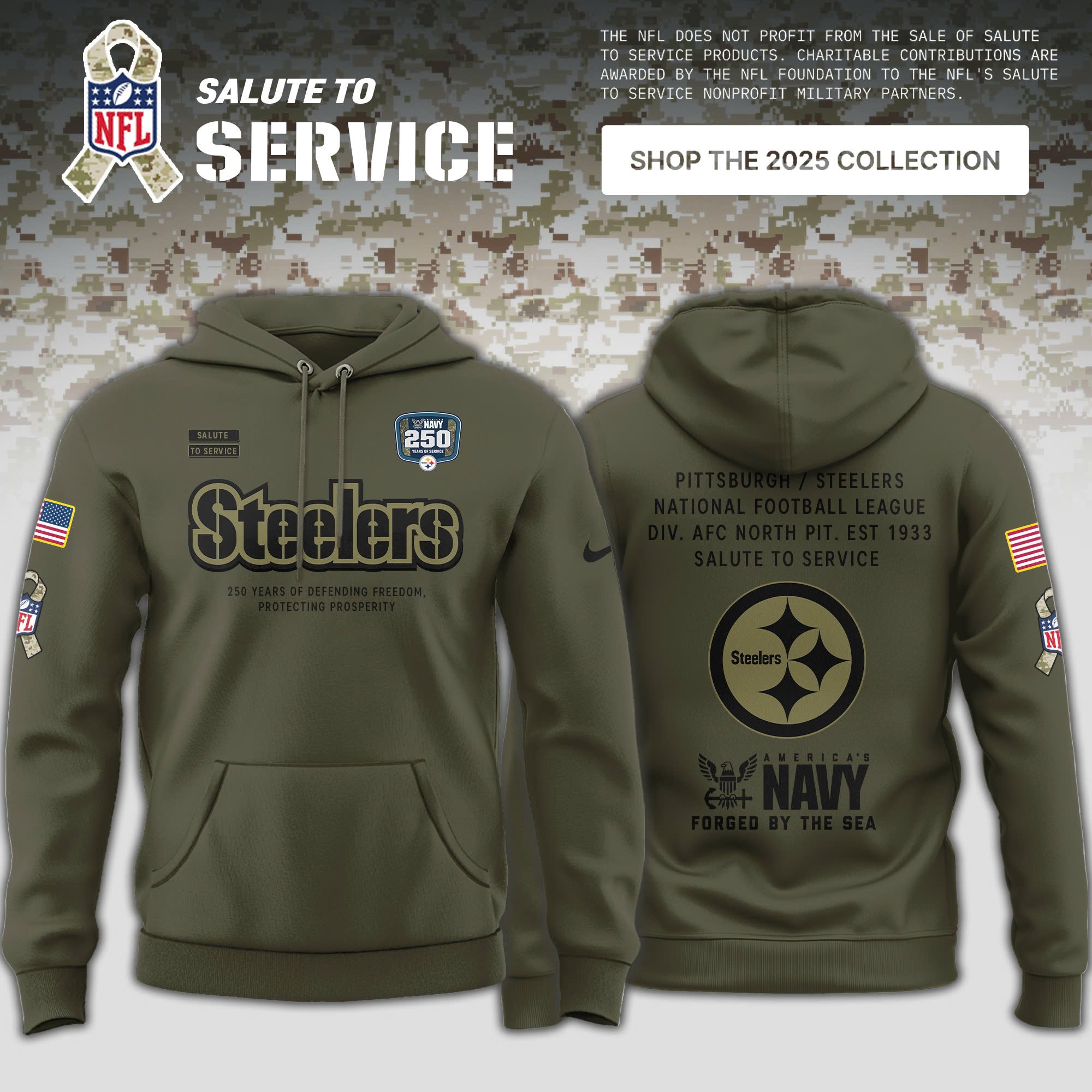 _ Pittsburgh Steelers US Navy's 250th Birthday Limited Editions Hoodie