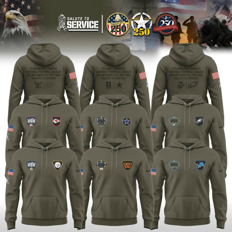 NFL Teams Salute to Service Olive 2025 Special Editions Hoodie 2