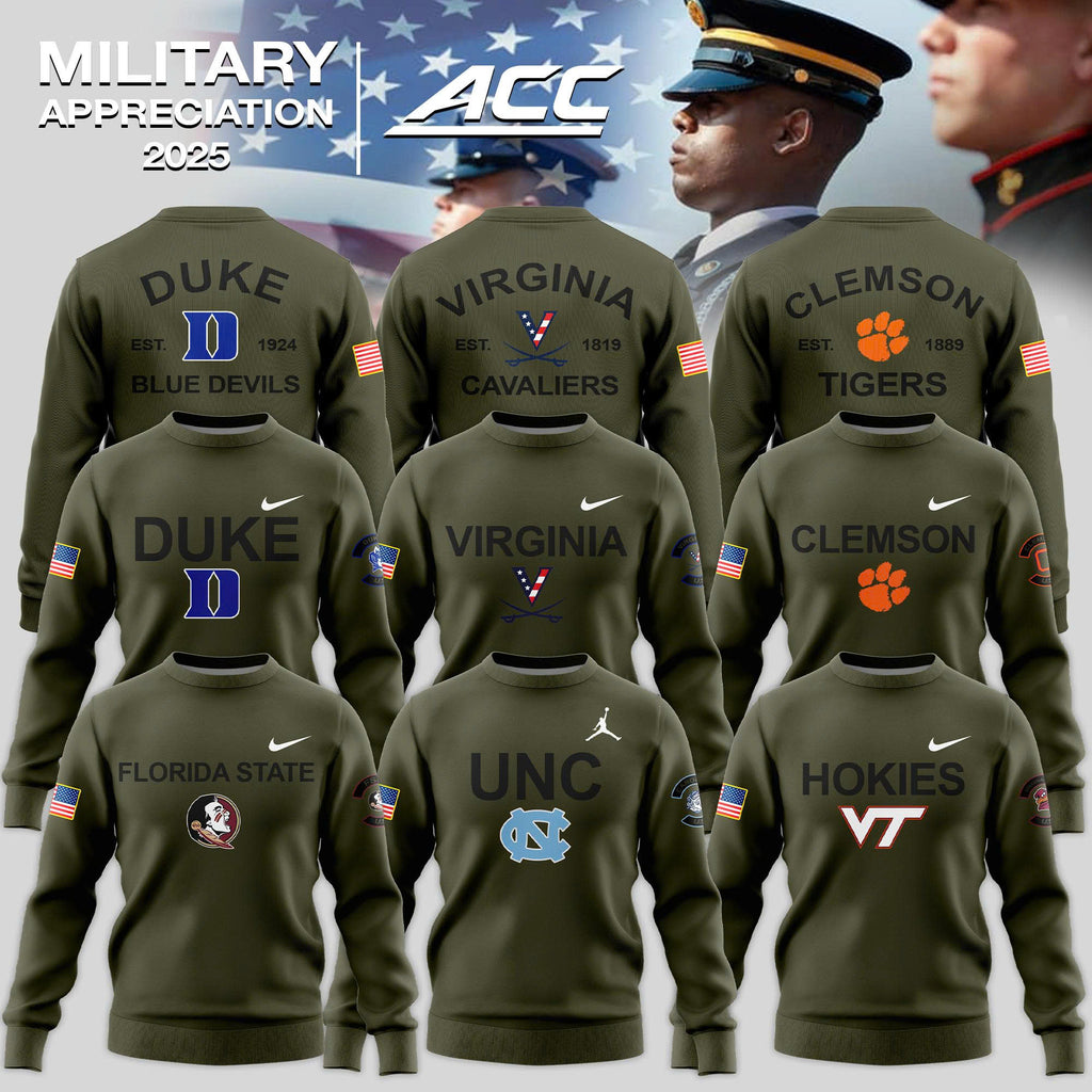 Atlantic Coast Conference Teams 2025 Military Appreciation Limited Edition Sweatshirt