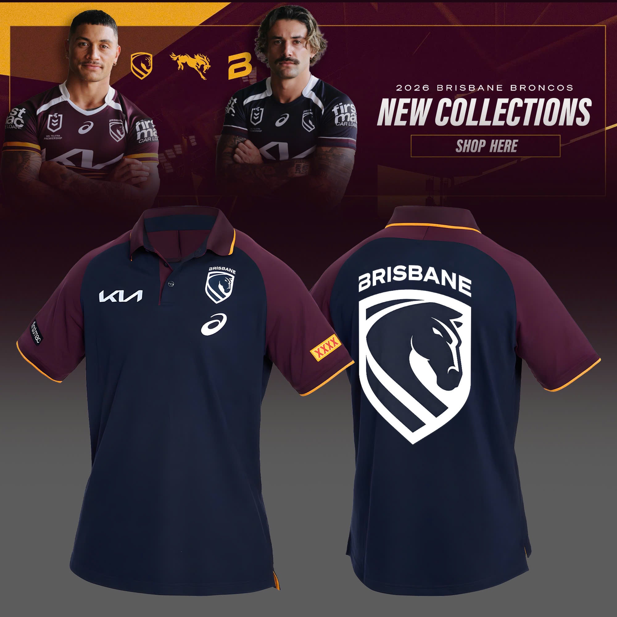 _ Brisbane Broncos 2025 Navy Team Limited Edition Polo