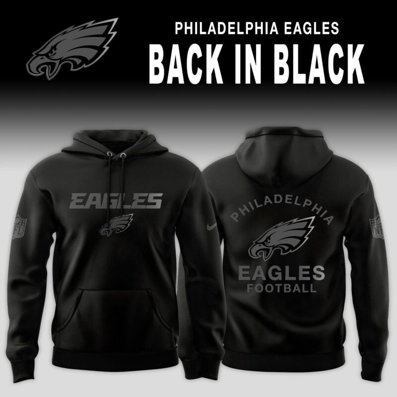 _ .Philadelphia Eagles 2025 Back In Black Special Edition Hoodie