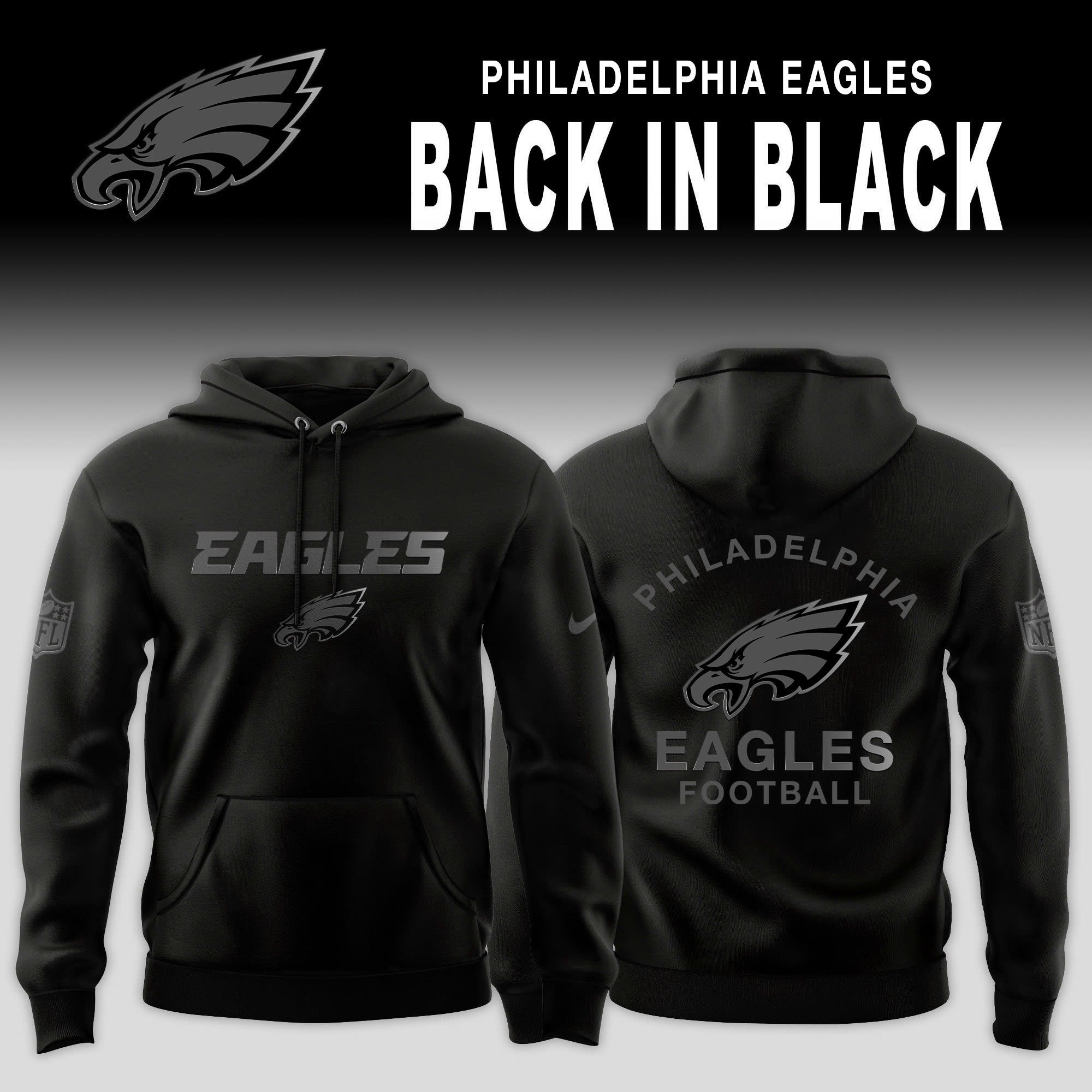 _ .Philadelphia Eagles 2025 Back In Black Special Edition Hoodie