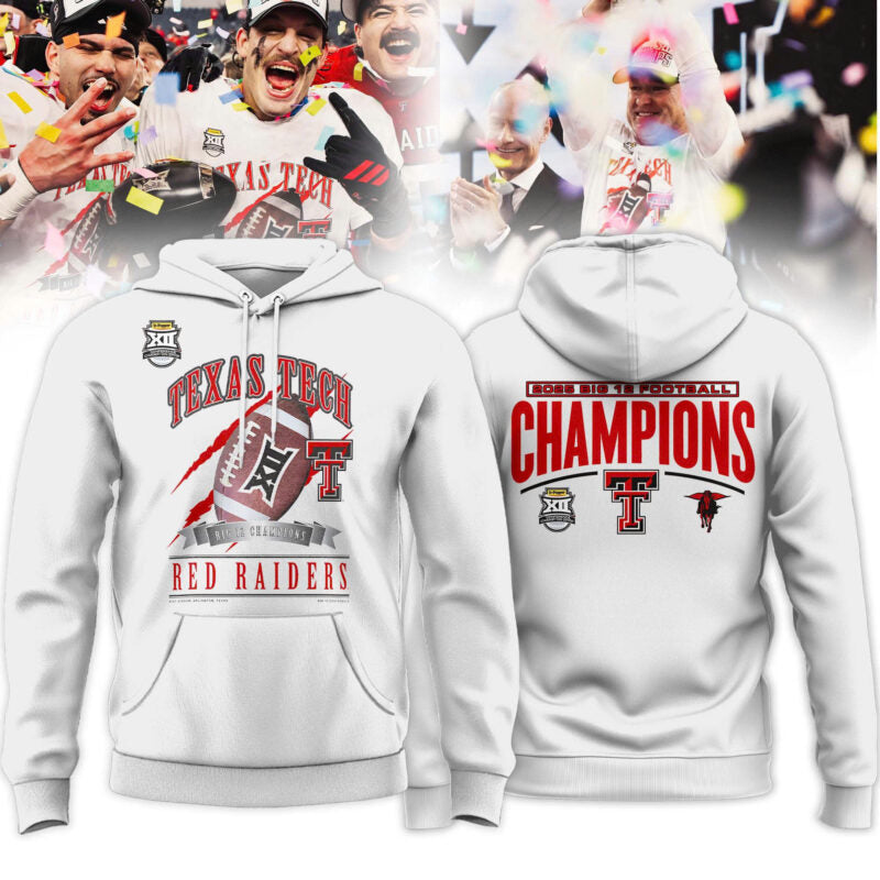 Texas Tech Red Raiders 2025 Big 12 Football Champions Locker Room Hoodie