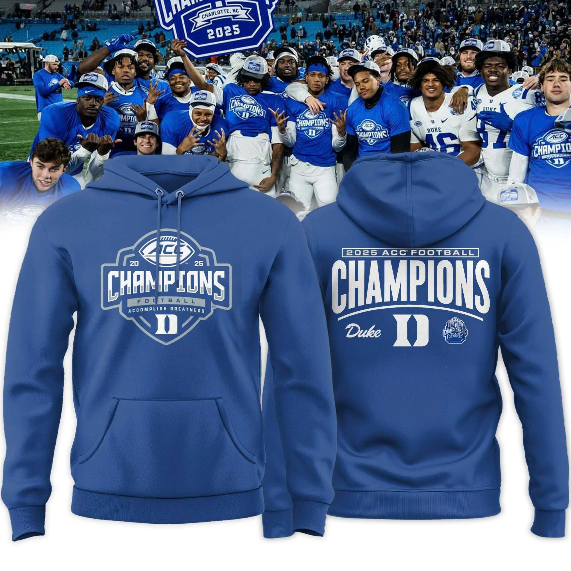 _ Royal Duke Blue Devils 2025 ACC Football Champions Locker Room Hoodie