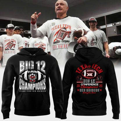 Texas Tech Red Raiders 2025 Big 12 Football Champions Hoodie